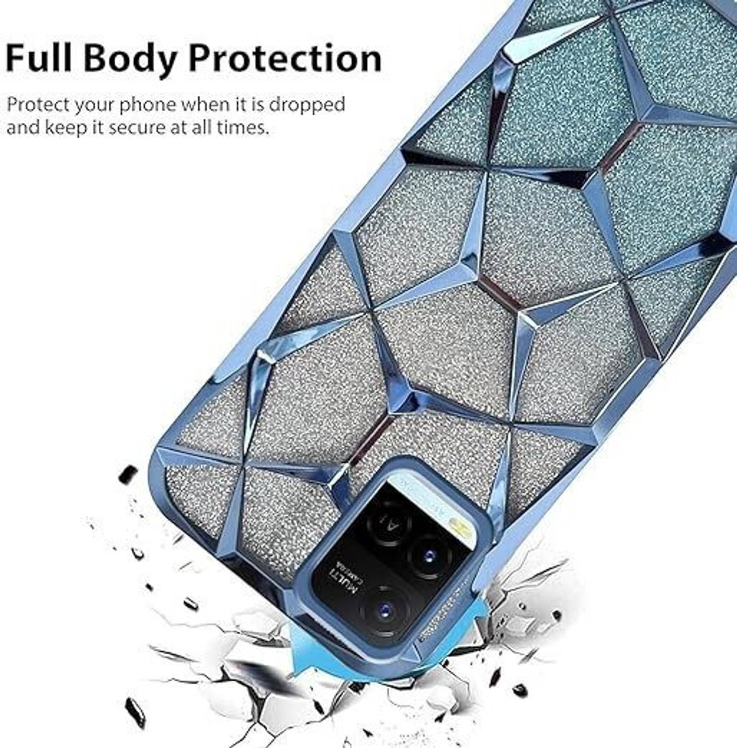 arrisemobile Back Cover for Vivo Y21A (Luxury Electroplated Geometric Diamond case)