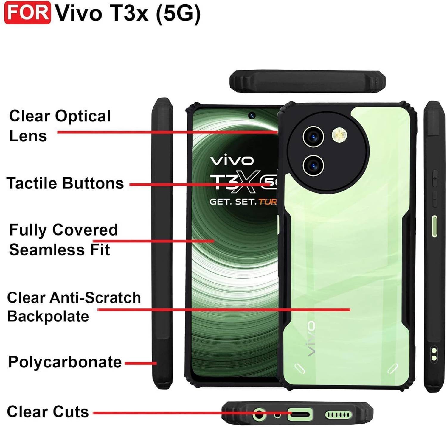 Aeidess Back Cover for Vivo T3x 5G - Image 4