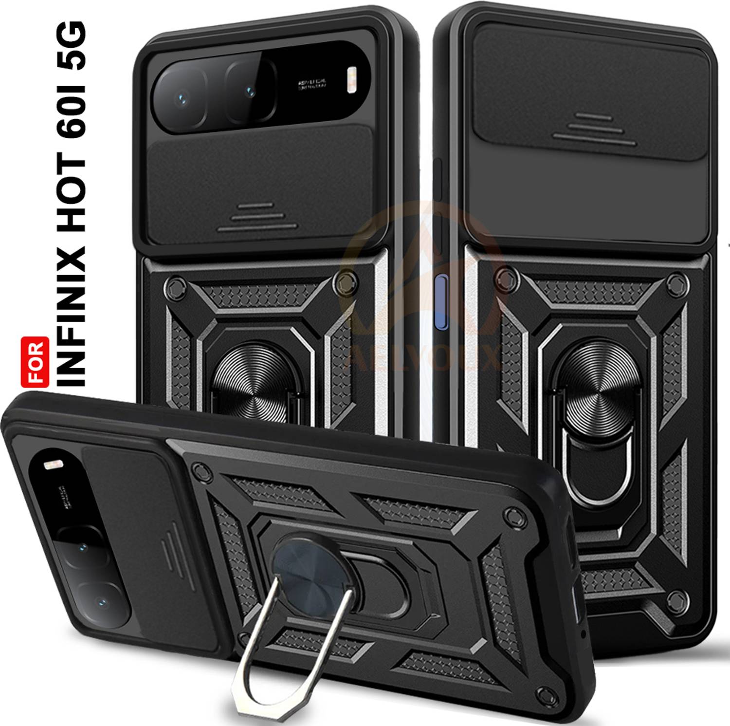AelVouX Back Cover for Infinix Hot 60i Black - Image 1