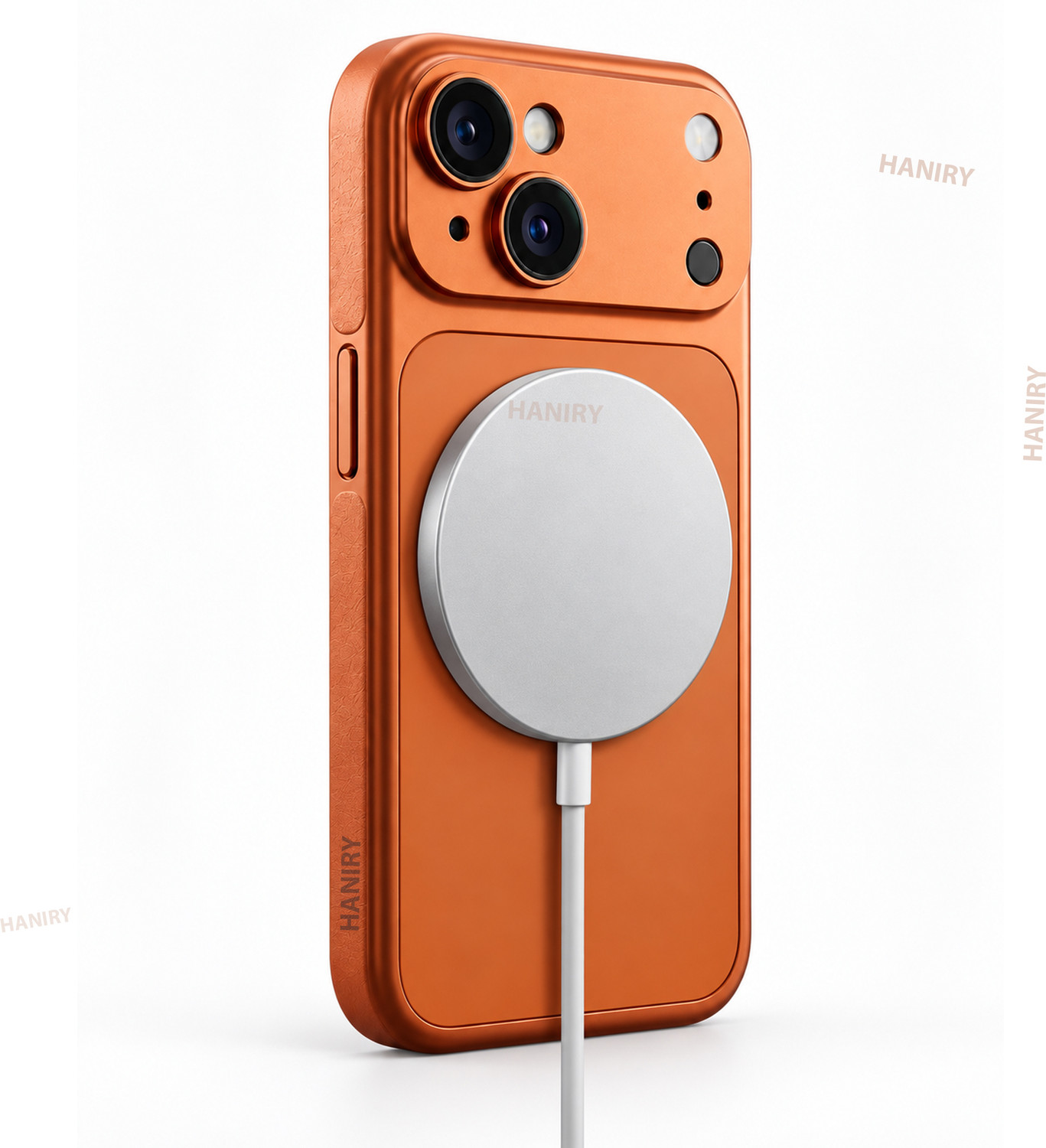 Image of HANIRY Back Cover for Apple iPhone 13, Magsafe (Orange, Hard Case, Polycarbonate, Pack of: 1)