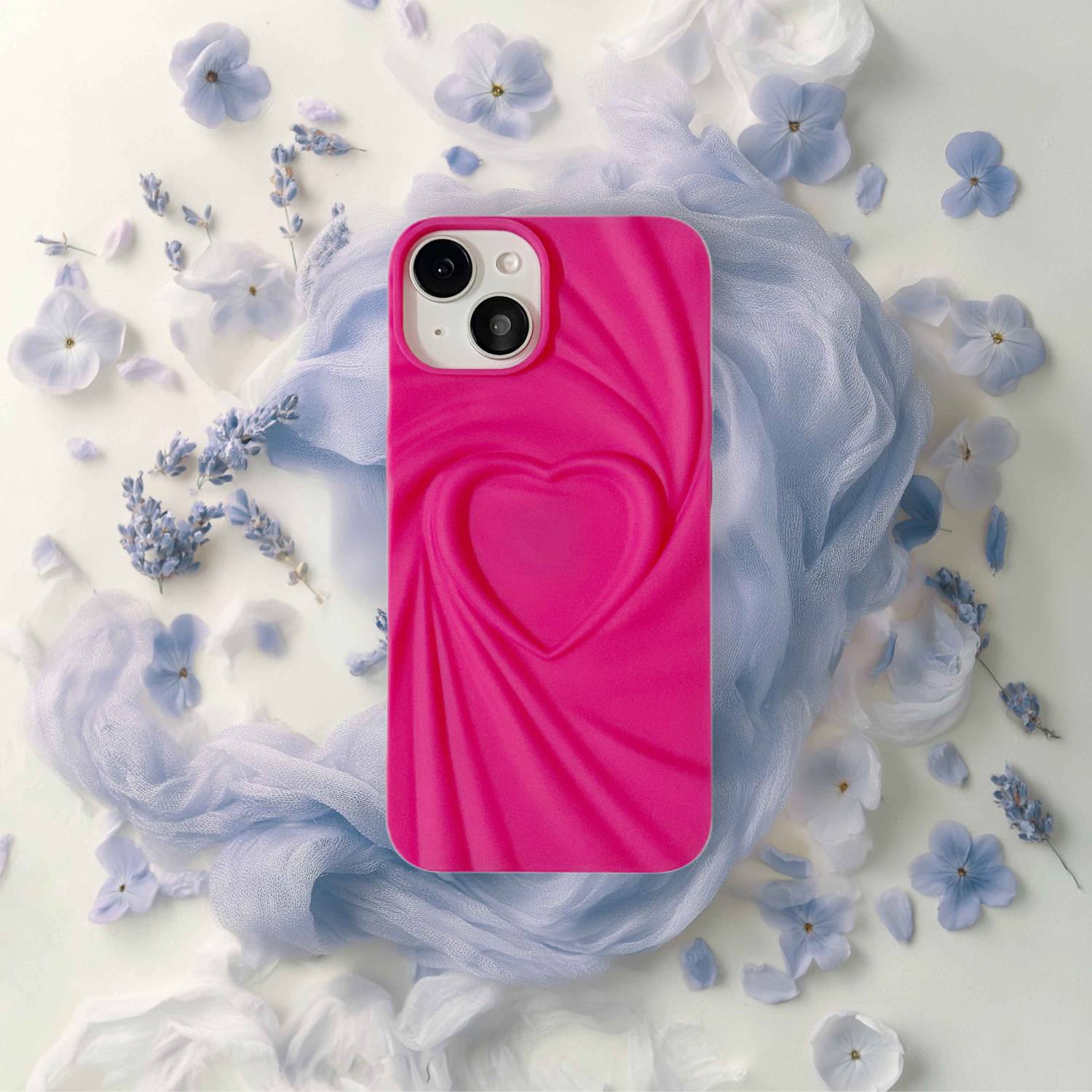 bafaon Back Cover for Apple iPhone 15 Stylish 3D Heart Embossed Back Cover | Soft Silicone Case