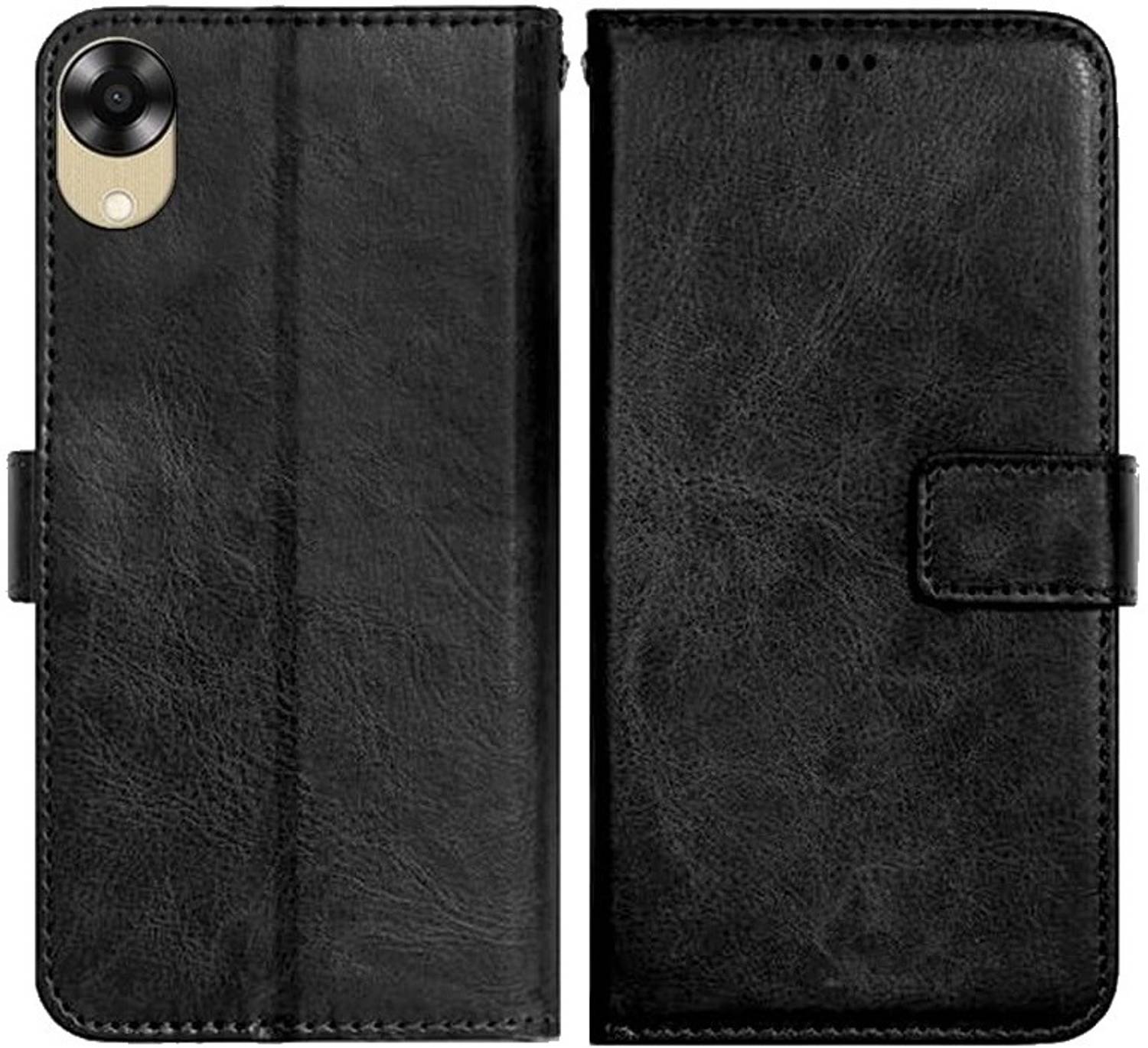 AmericHome Flip Cover for Oppo A17K, CPH2471 Premium Leather Finish, with Card Pockets, Wallet Stand