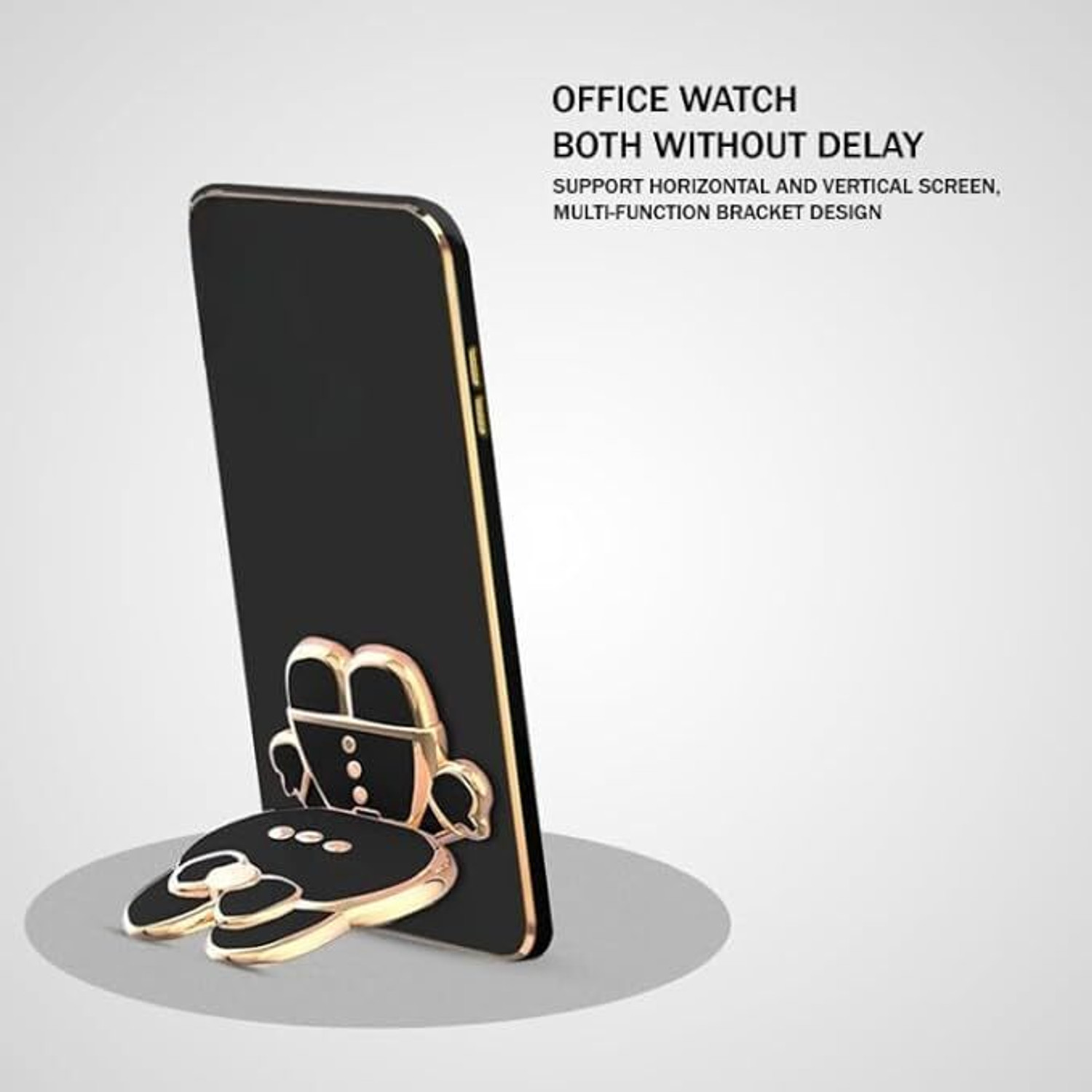 Image of Astimi Back Cover for vivo Y19e with Cute 3D Cartoon Shaped Folding Mobile Stand Holder Case