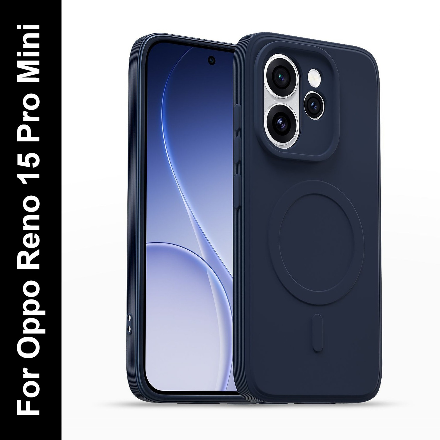 Image of Pikkme Back Cover for Oppo Reno 15 Pro Mini (Blue, Grip Case, Silicon, Pack of: 1)