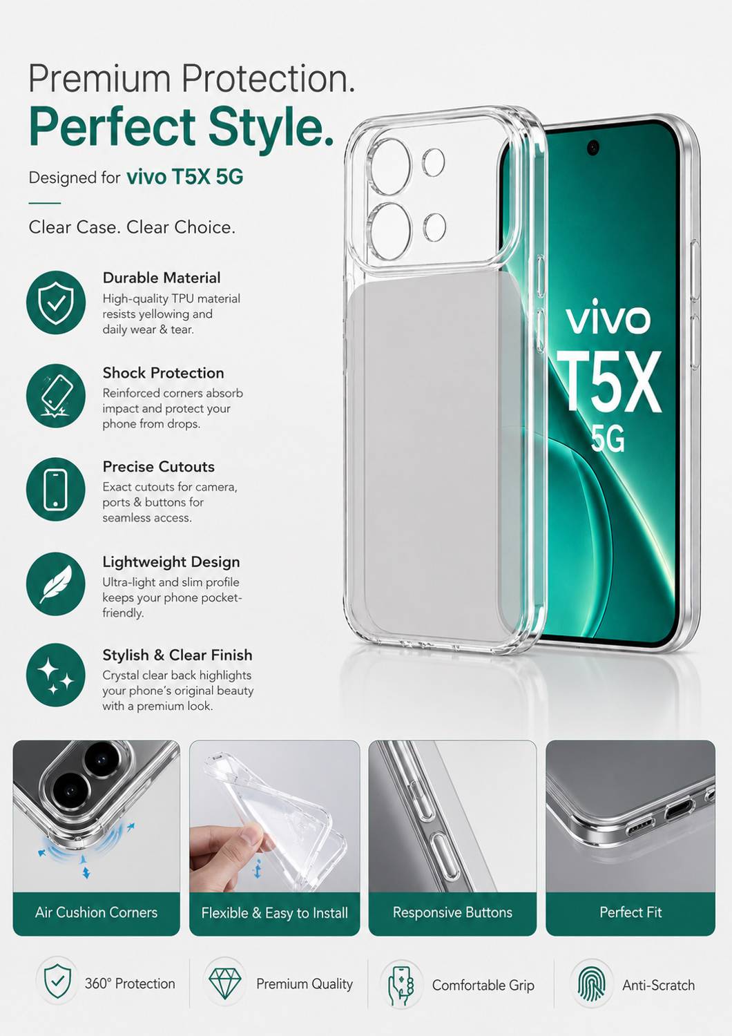 MOBIDEER Back Cover for Vivo T5x 5G, Vivo Y51 Pro 5G, iQOO Z11x 5G - Image 3