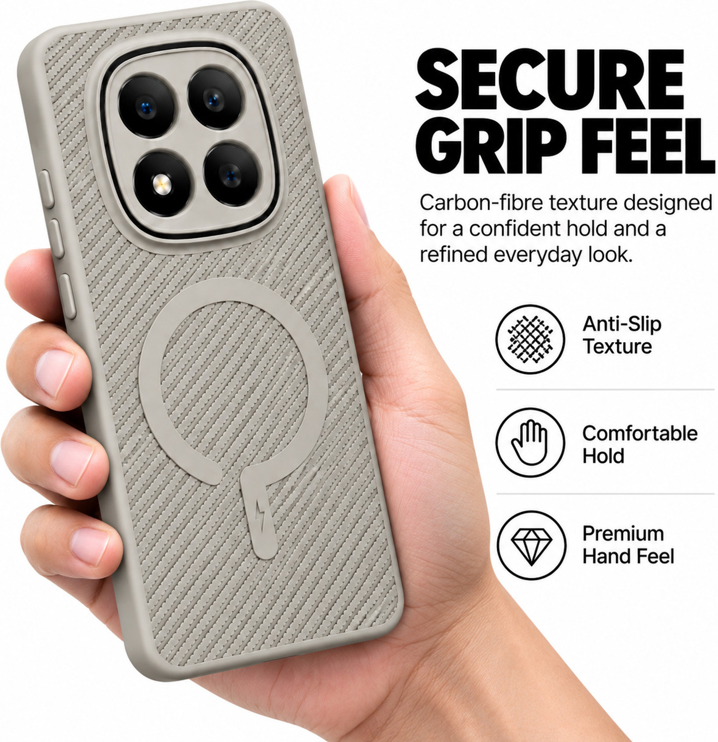 Image of ArmourPro Back Cover for REDMI Note 15 Pro 5G, REDMI Note 15 Pro, Carbon Fiber Magsafe Case