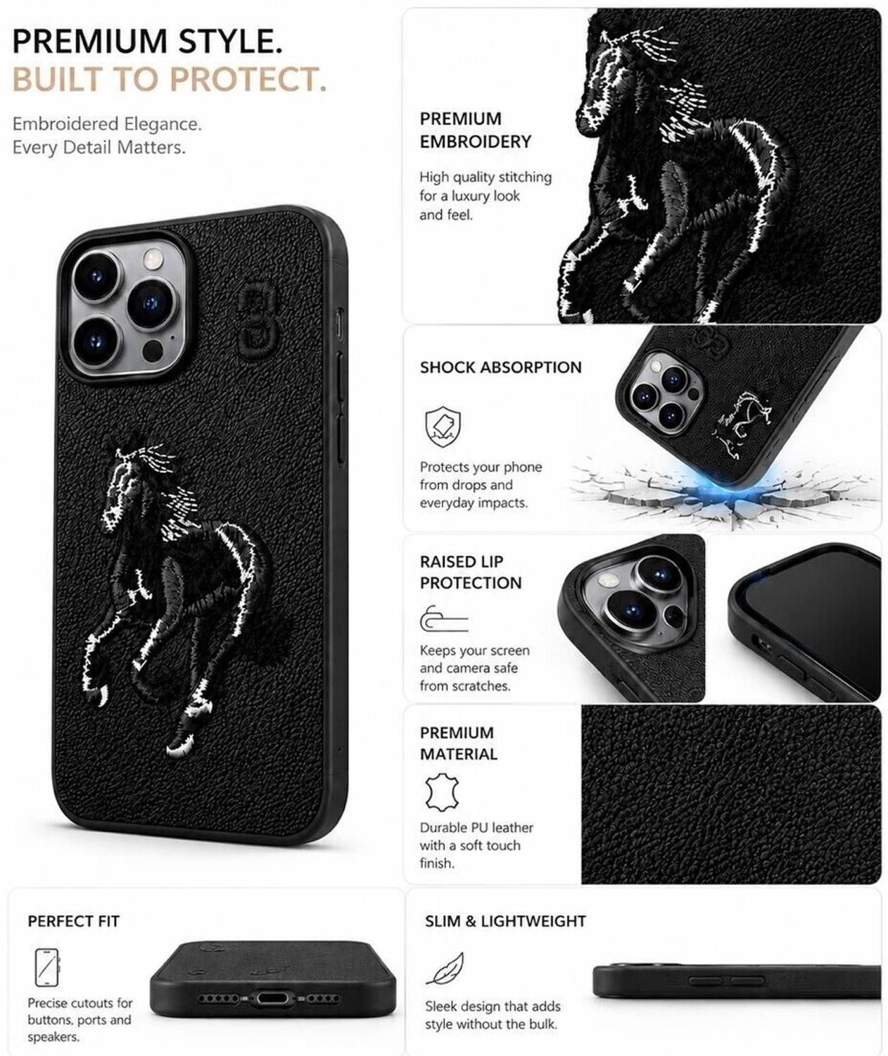 Hoccroxx iPhone 12 Pro Back Cover, PU Leather, Anti-Scratch - Image 2