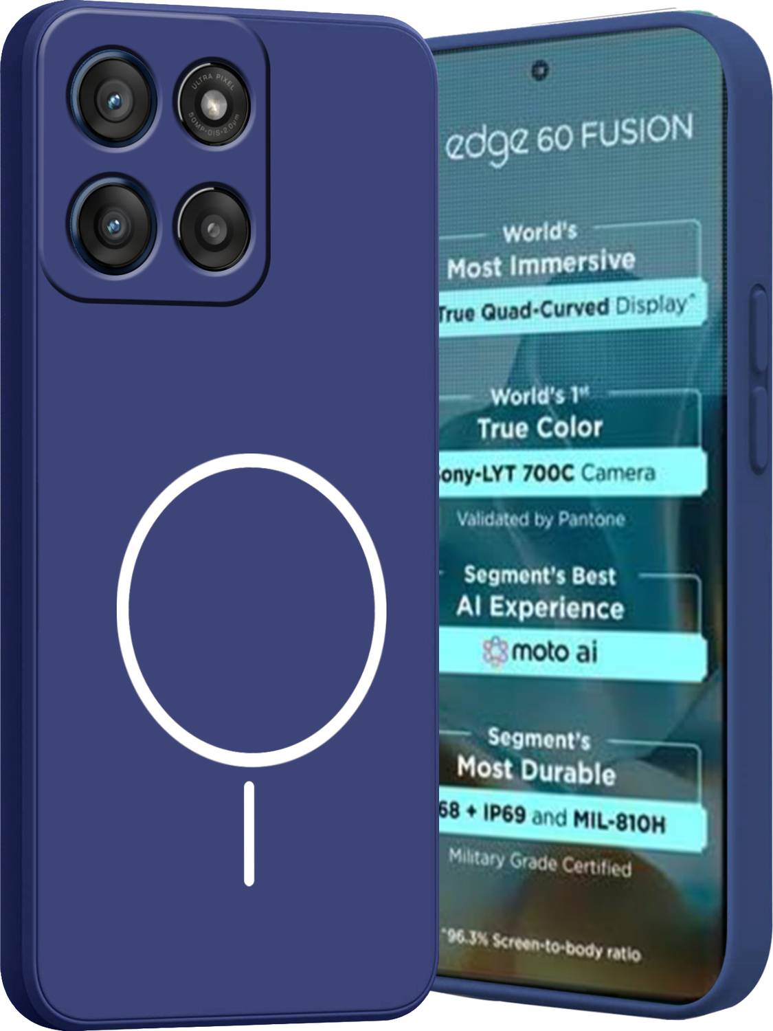 Ascensify Back Cover for Motorola Moto Edge 60 Fusion Soft Silicone, Flexible, Slim Case with Printed Ring Design