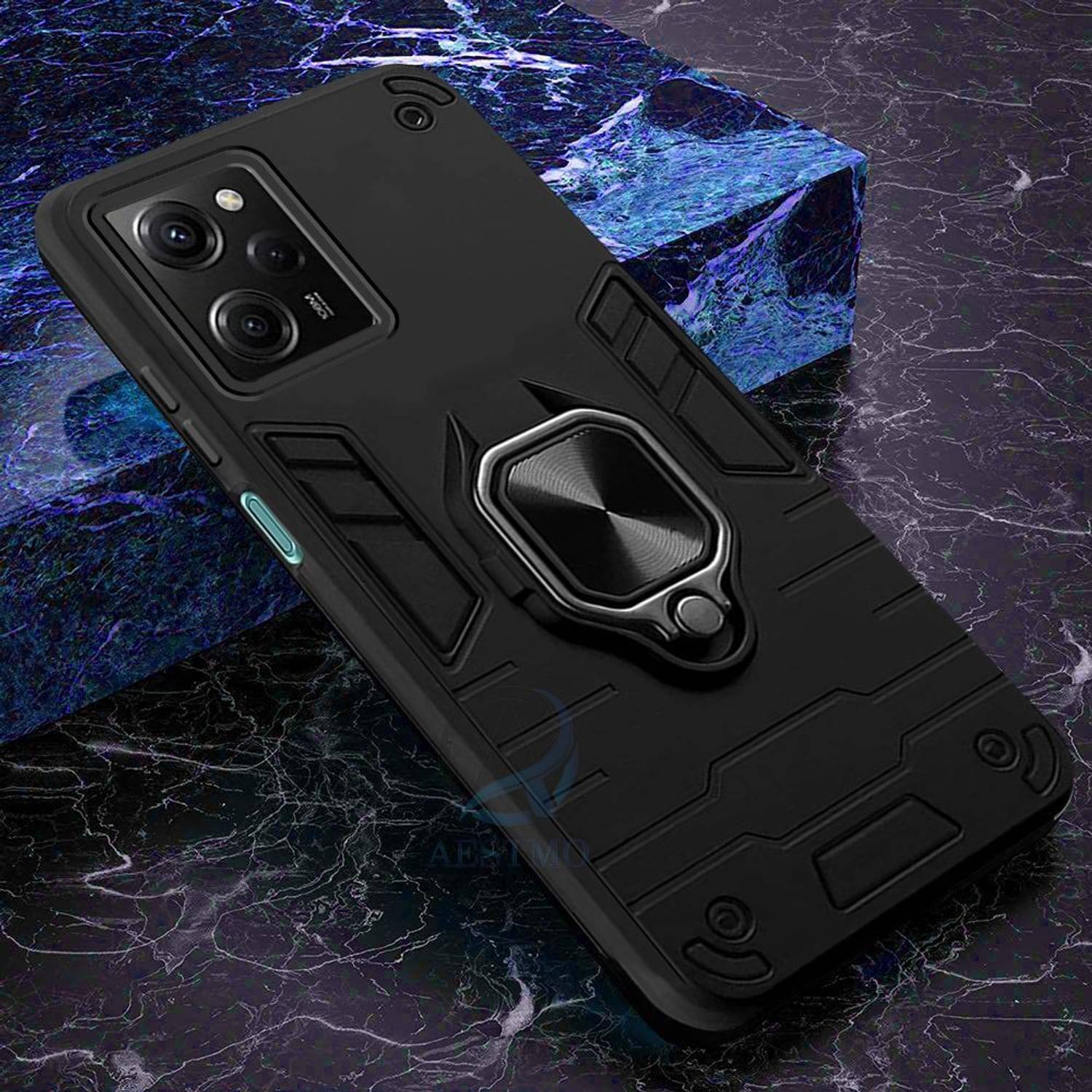 YBROY Cover per Xiaomi Poco X5 Pro, TPU Morbido + PC Rigido, Durevole, Funzione Stand, Cover Antiurto Custodia per Xiaomi Poco X5 Pro.(Nero