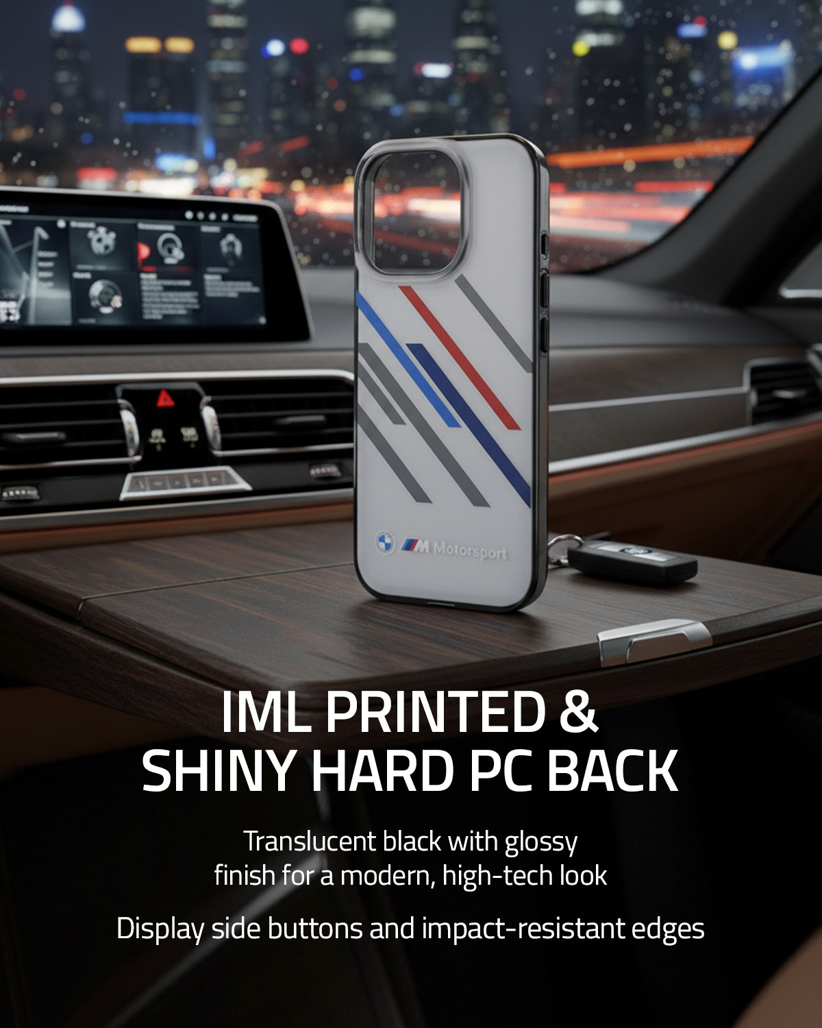 Image of CG Mobile Back Cover for iPhone 16 Pro Max BMW [Official Licensed] Motorsport IML Printed Random Stripes Case