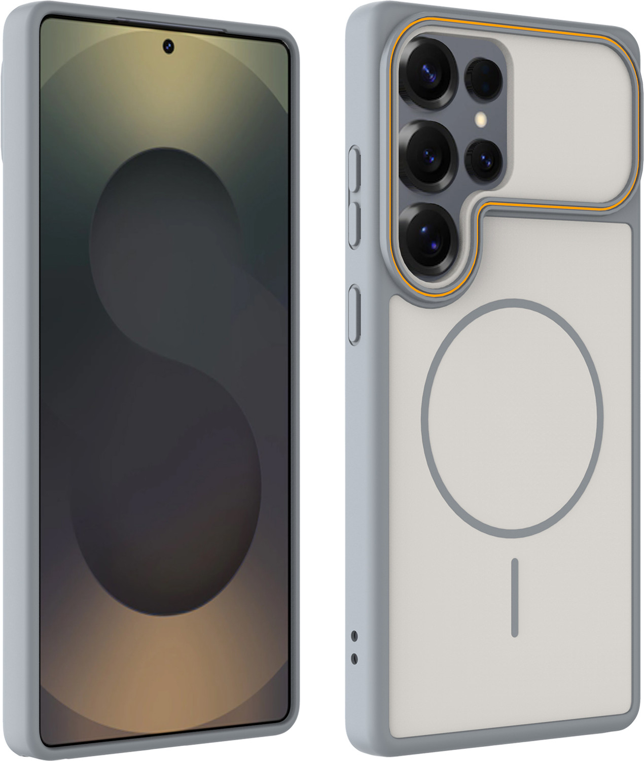Image of KartV Back Cover for Samsung Galaxy S25 Ultra 5G (Grey, Camera Bump Protector, Silicon, Metal, Polycarbonate, Pack of: 1)