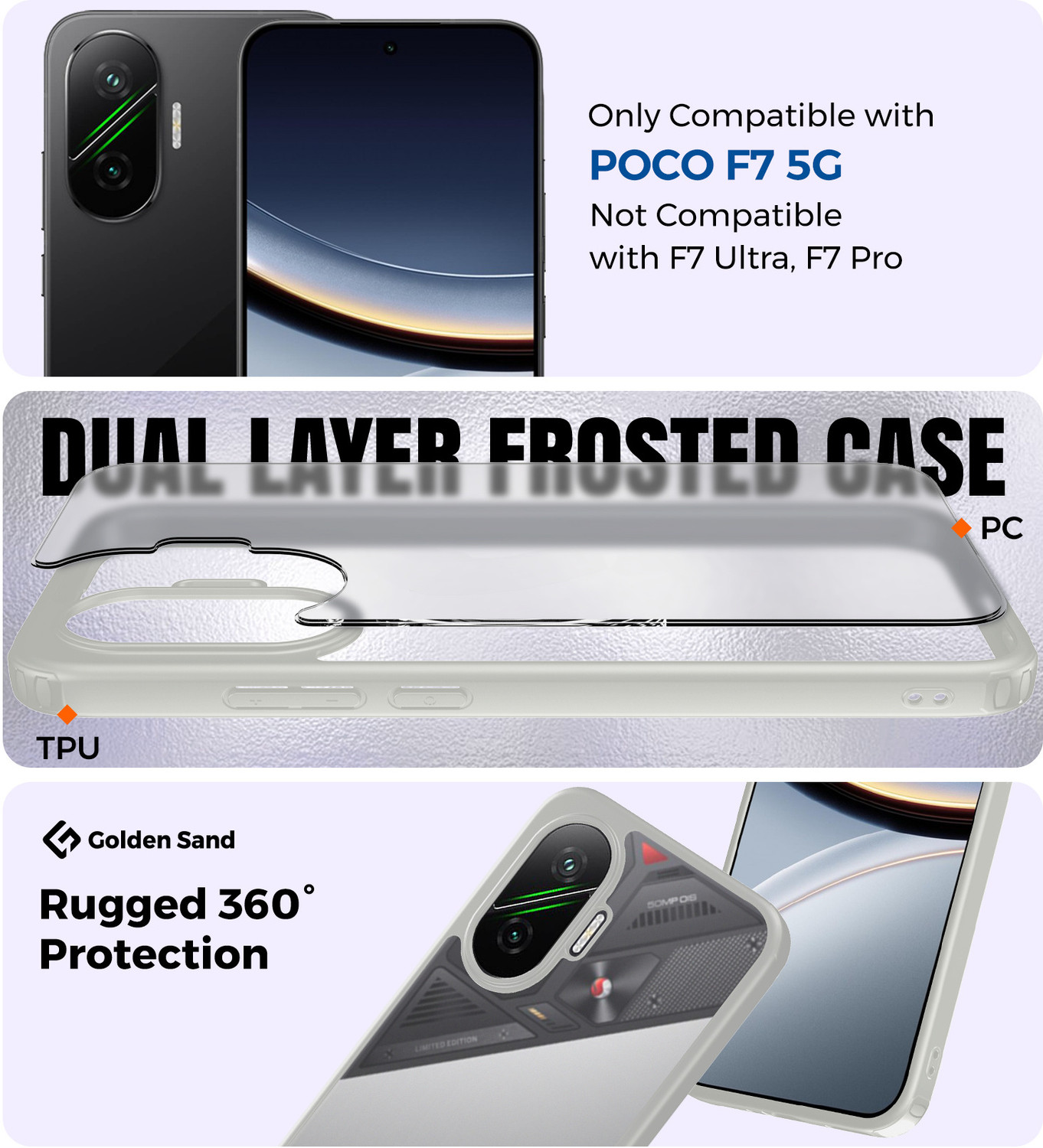 Image of Golden Sand Back Cover for POCO F7 5G, POCO F7