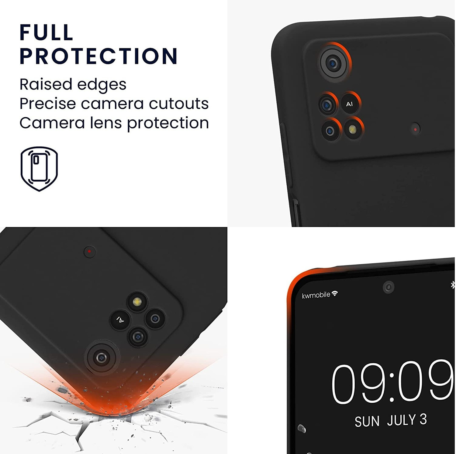 Image of Casehub Back Cover for Poco M4 Pro (Black, Shock Proof, Rubber, Plastic, Pack of: 1)