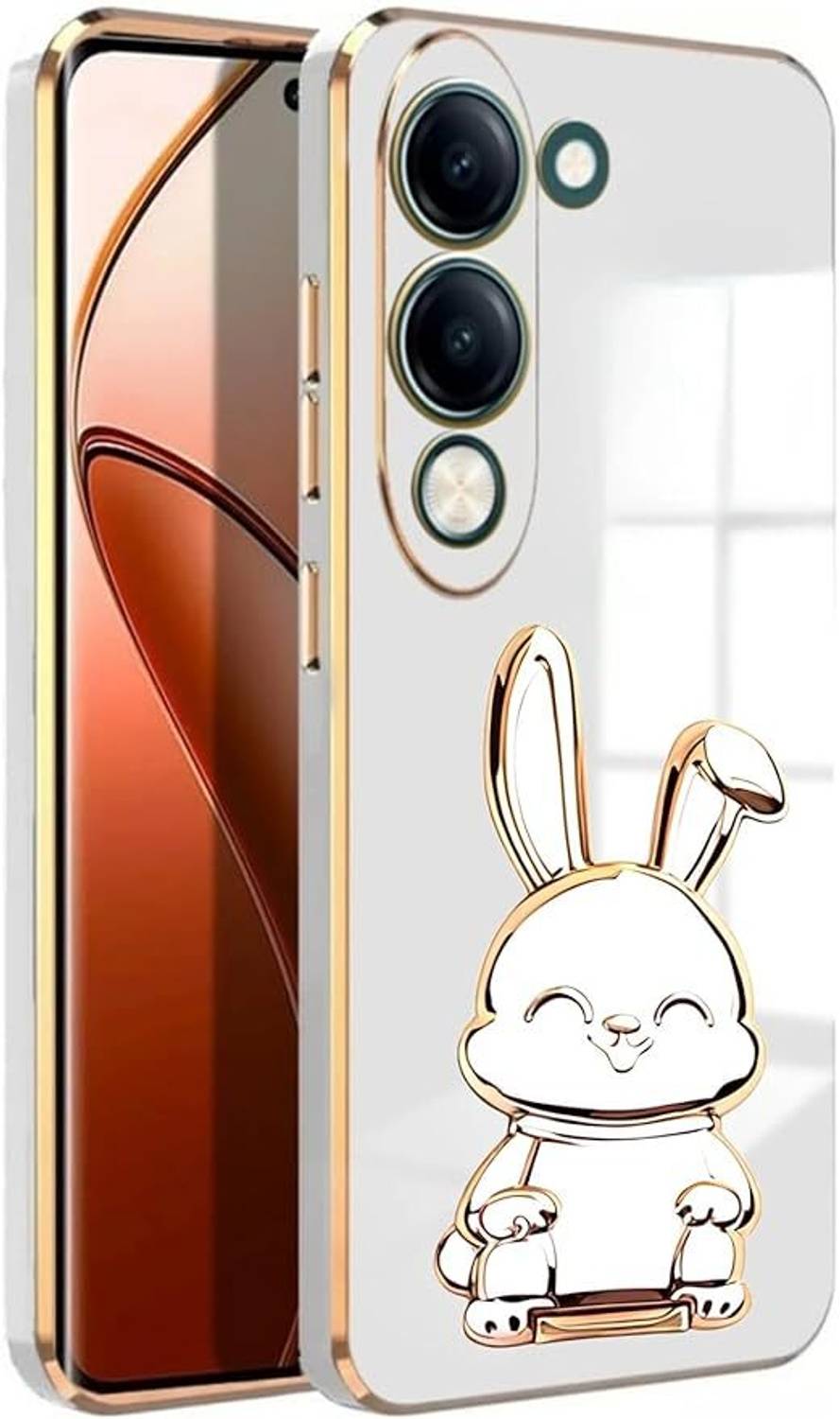 A3sprime Back Cover for vivo Y19 5G with Cute 3D Cartoon Shaped Folding Mobile Stand Holder