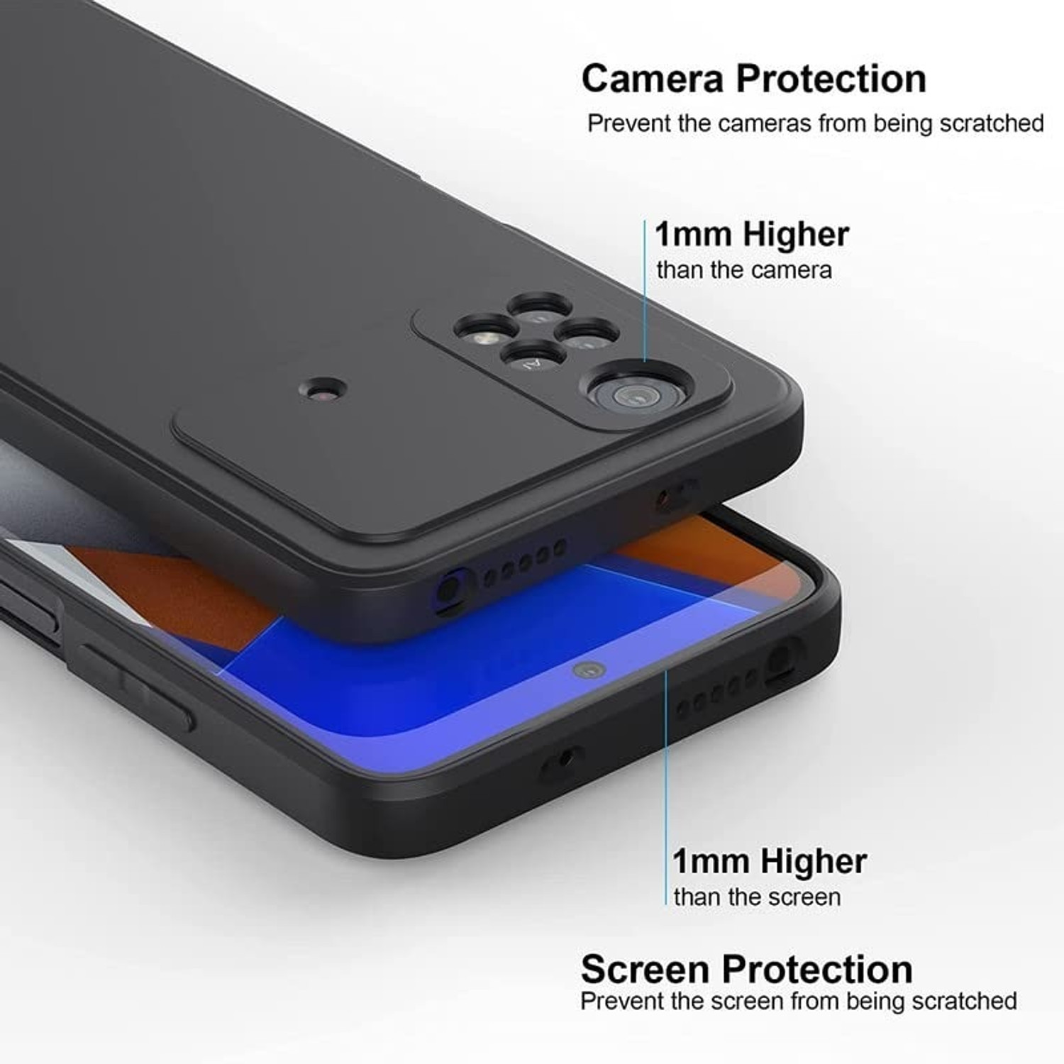Image of Casehub Back Cover for Poco M4 Pro (Black, Shock Proof, Rubber, Plastic, Pack of: 1)