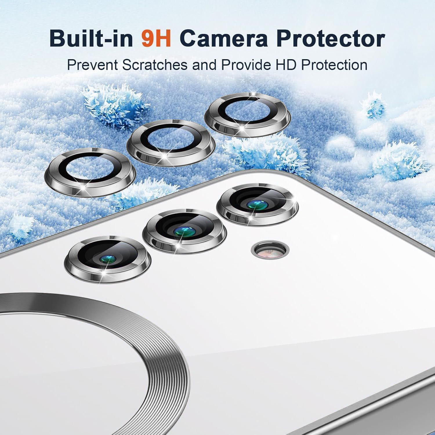Image of VONZEE Back Cover for Samsung Galaxy S24FE Magnetic Built-in Camera Lens Protector, Electroplated Clear Case