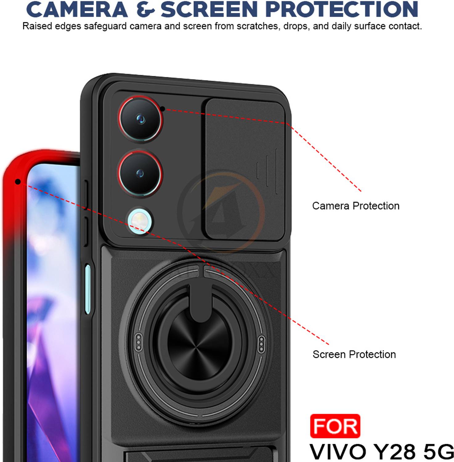 AERTOXX Back Cover for Vivo Y28 5G Black - Image 3