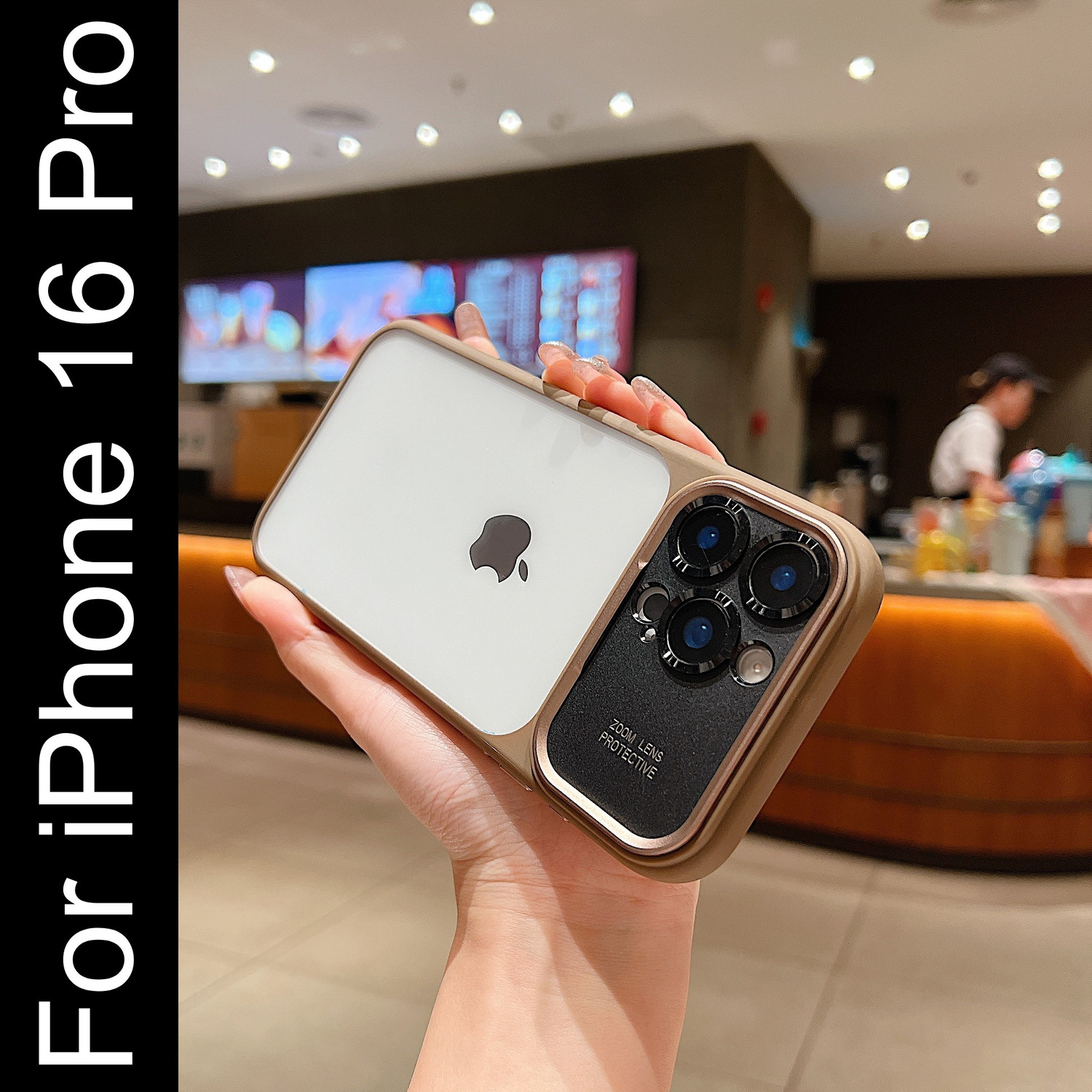 Image of LuxuryKase Back Cover for iPhone 16 Pro (Khaki, Camera Bump Protector, Thermoplastic Polyurethane)