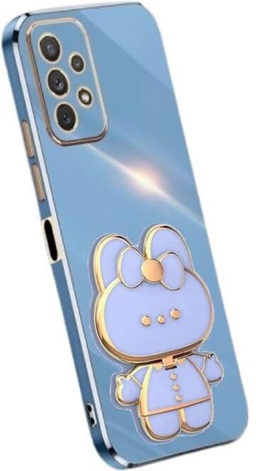 A3sprime Back Cover for Samsung Galaxy A33 5G with Cute 3D Cartoon Shaped Mirror Folding Mobile Stand Holder