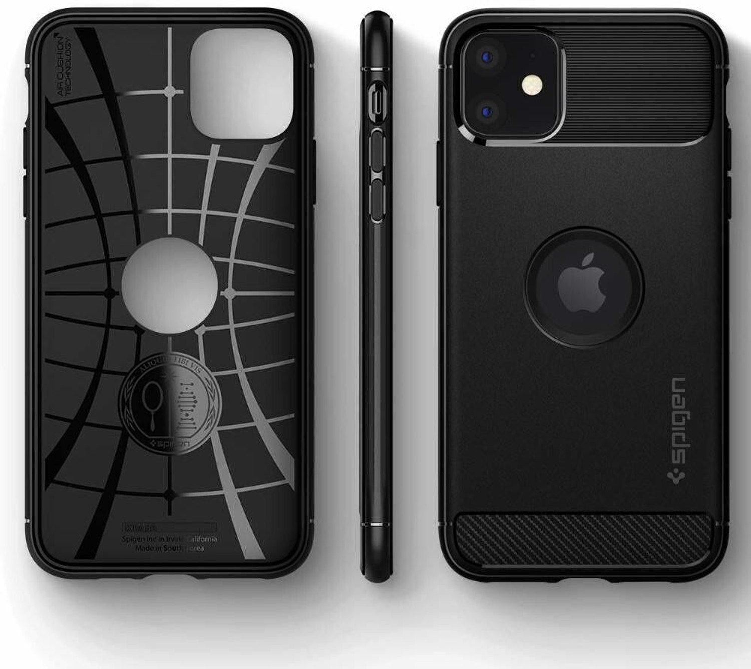 Image of Spigen Rugged Armor Back Cover for Apple iPhone 11 (Black, Rugged Armor, Thermoplastic Polyurethane, Pack of: 1)