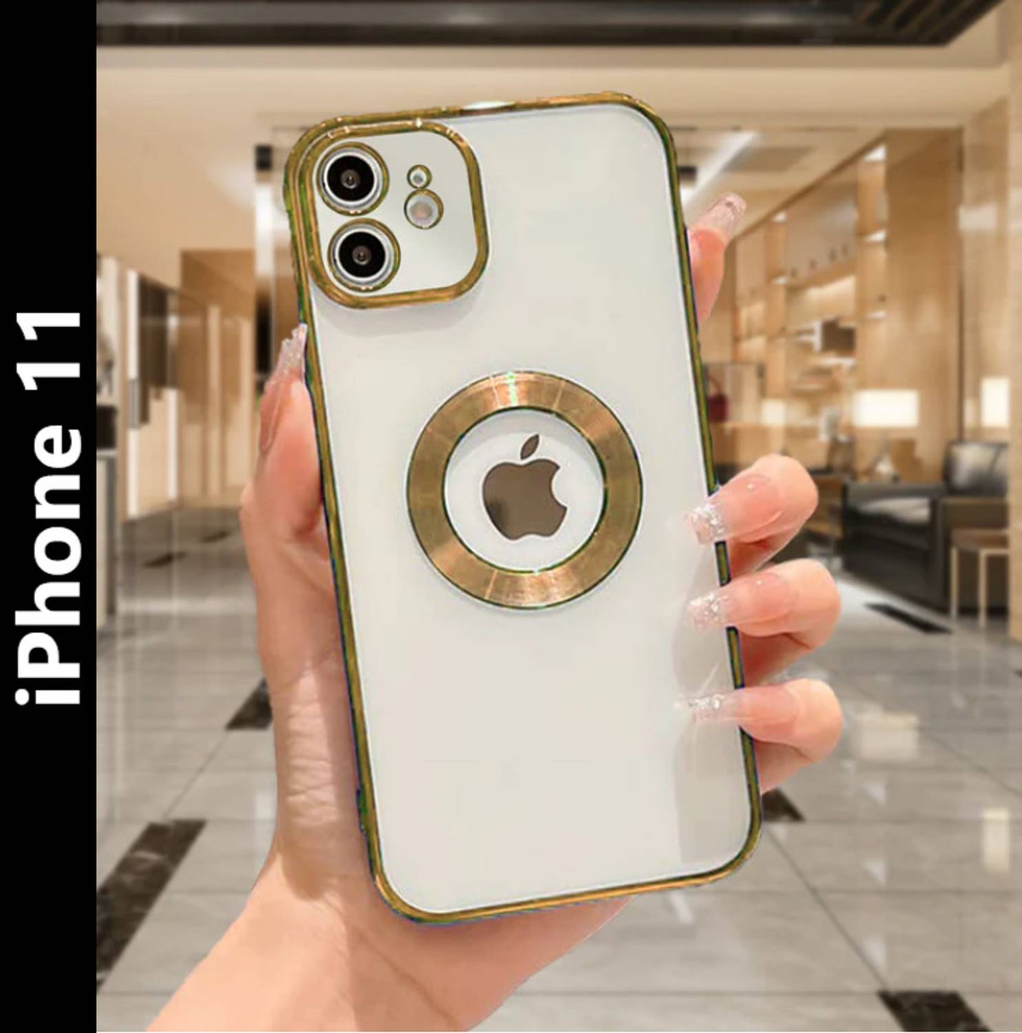 Midos Back Cover for iPhone 11, Electroplating Chrome Logo Cut