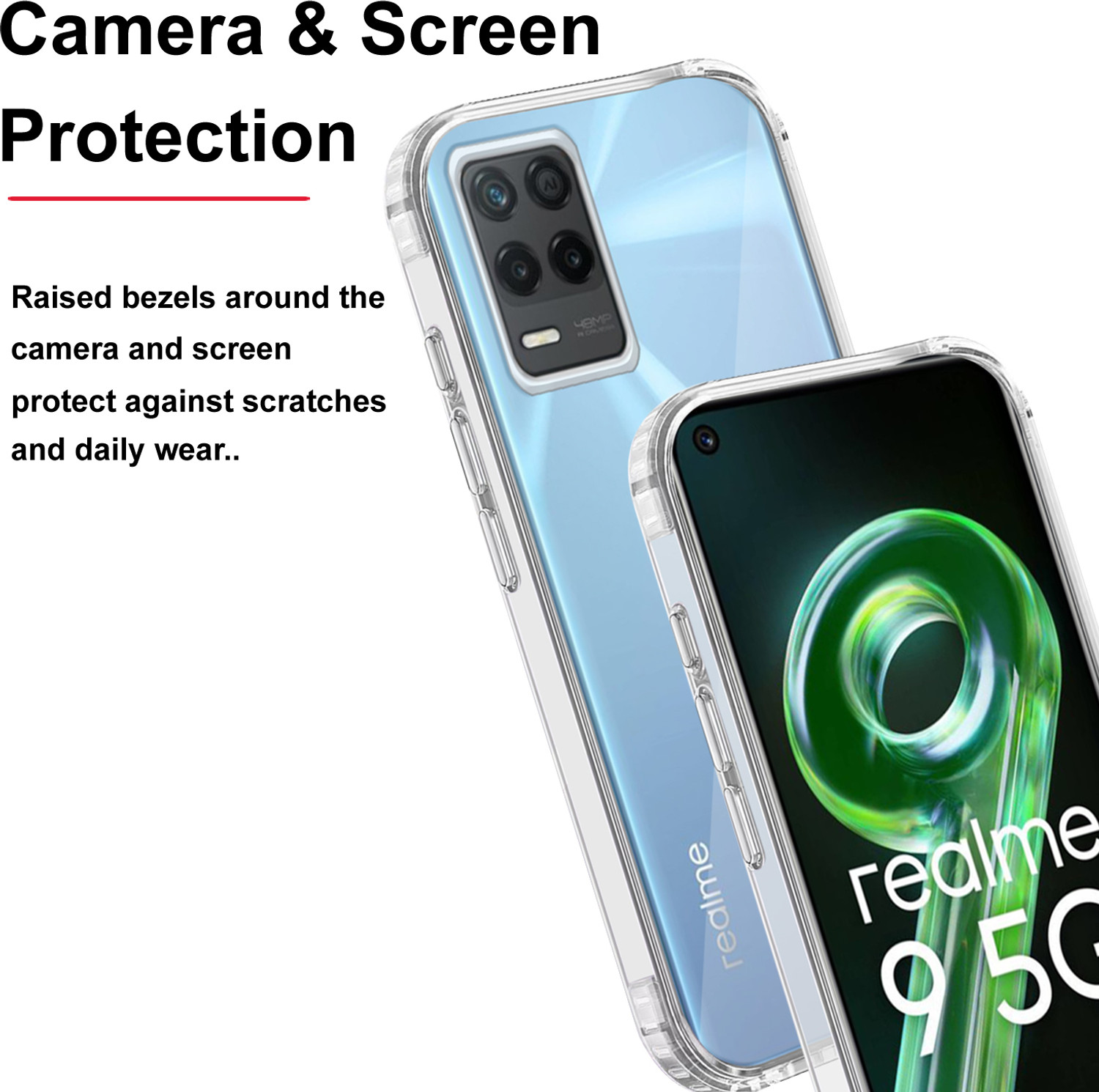 Image of SMARTPOCKET Back Cover for Realme 9 5G (Transparent, 3D Case, Silicon, Pack of: 1)