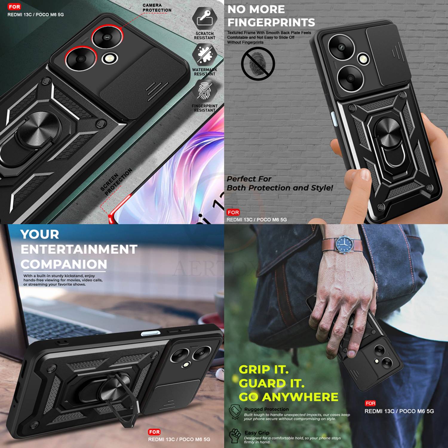 AERTOXX Back Cover for Redmi 13C 5G, Poco M6 5G - Image 5