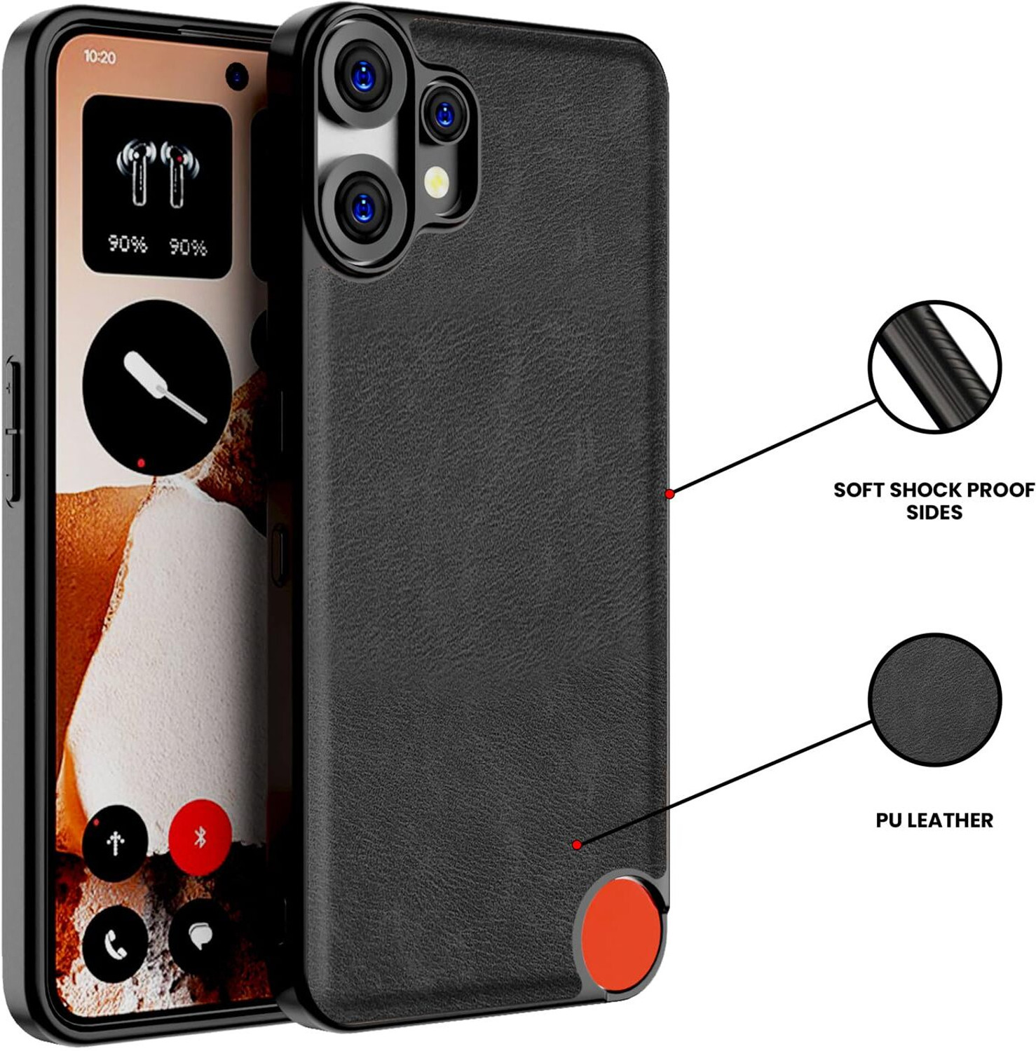 Image of Hoccroxx Back Cover for CMF Phone 2 Pro, Faux Leather, Slim Shockproof Camera Protection Bumper Case