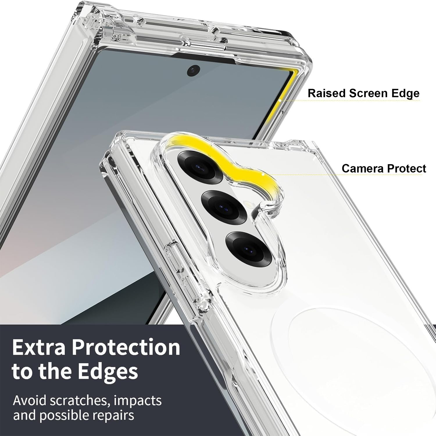 Image of AM COOLLECTION Back Cover for Samsung Galaxy Z Fold 7 Transparent MagSafe Mobile Back Cover - Slim, Strong .