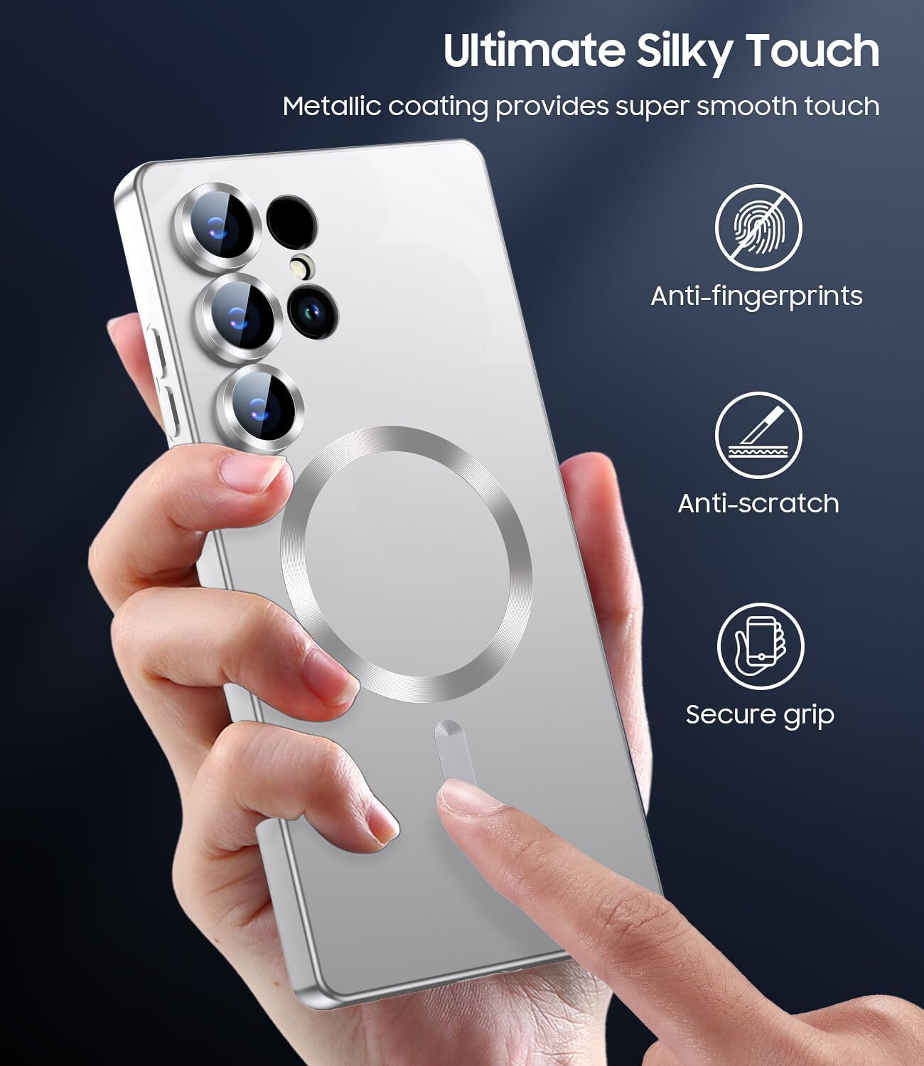 Image of VONZEE Back Cover for Samsung Galaxy S25 Ultra Compatible with Magsafe, Matte Luxury Metallic Flexible Case