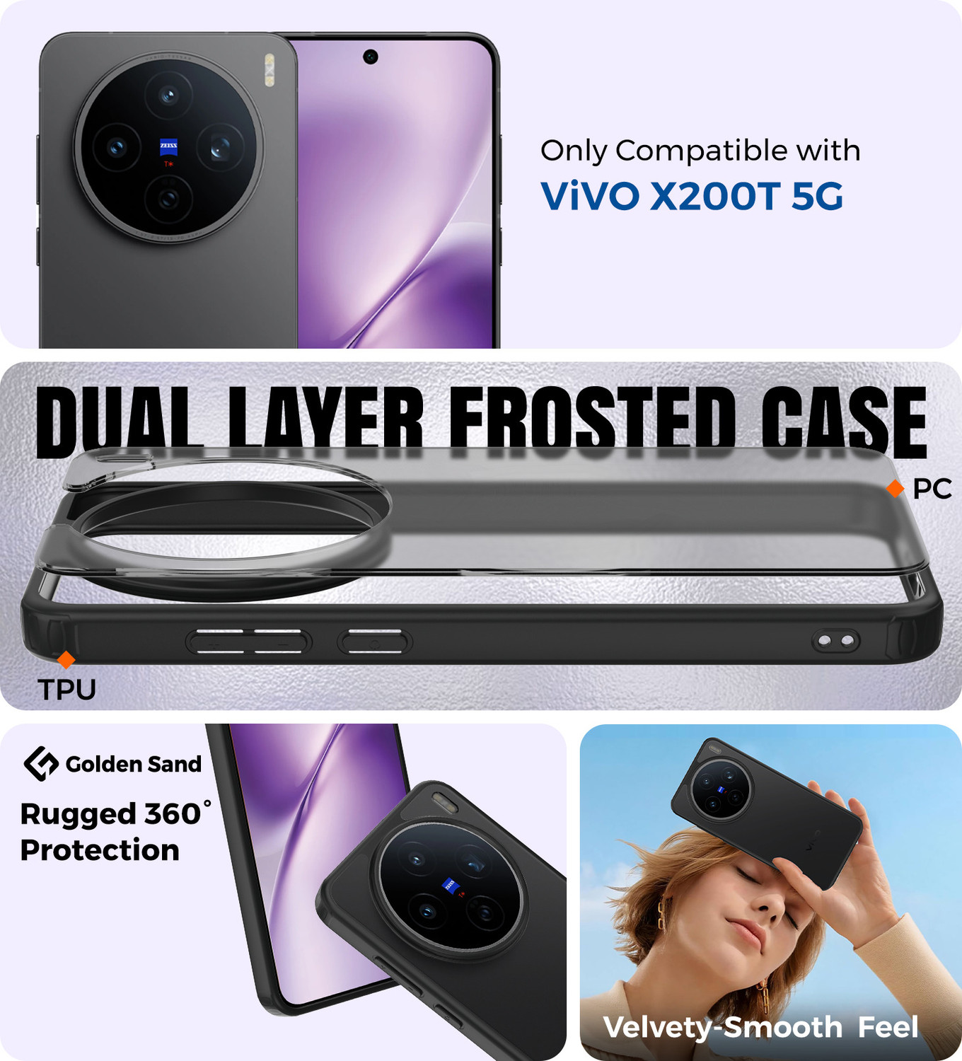 Image of Golden Sand Back Cover for Vivo X200T 5G