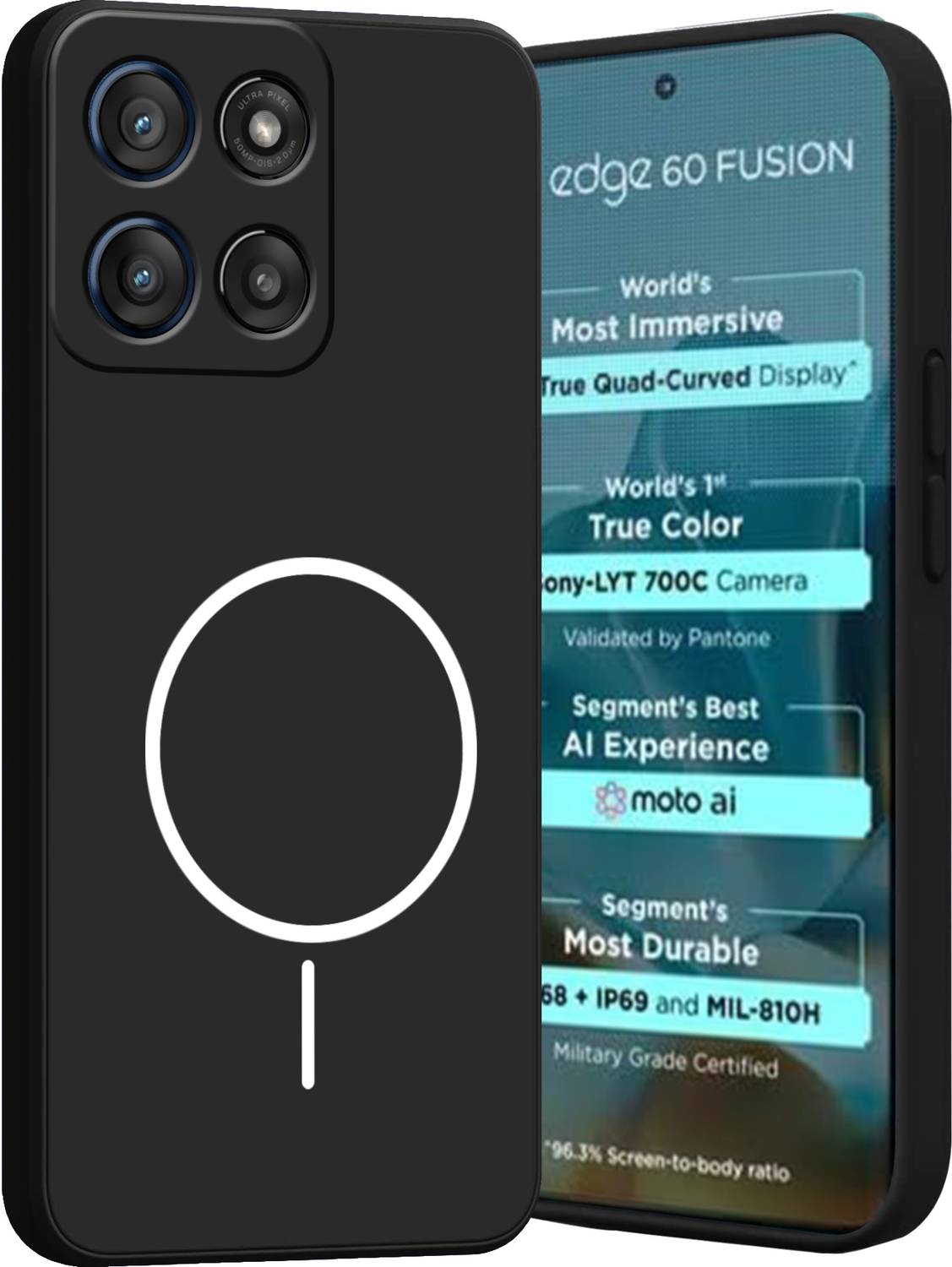Ascensify Back Cover for Motorola Moto Edge 60 Fusion Soft Silicone, Flexible, Slim Case with Printed Ring Design