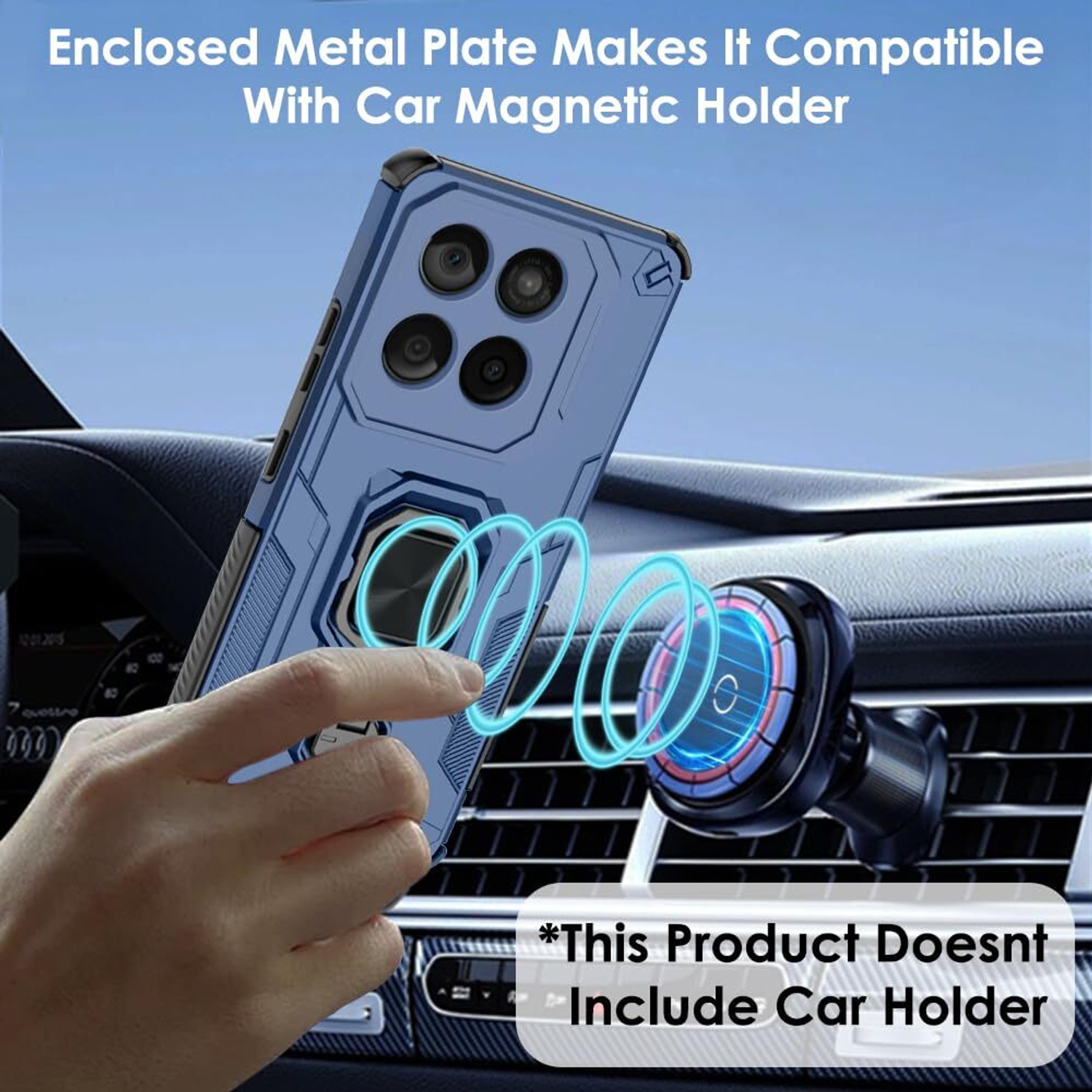 Image of SESS XUSIVE Back Cover for Motorola Moto Edge 60 Fusion 5G D5 Tough Armor Bumper Back Cover Case - Blue