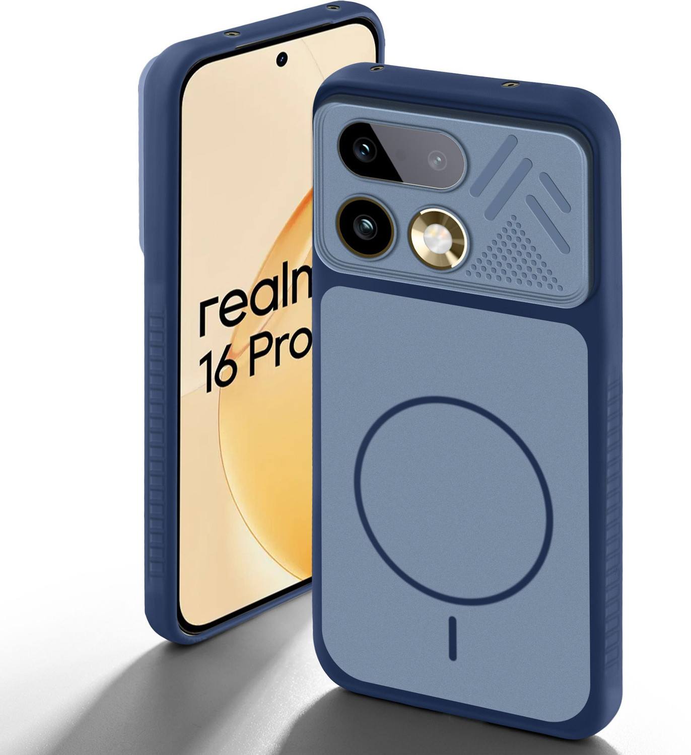 Image of Mr. Case Back Cover for Realme 16 Pro 5G (Blue, Grip Case, Silicon, Pack of: 1)