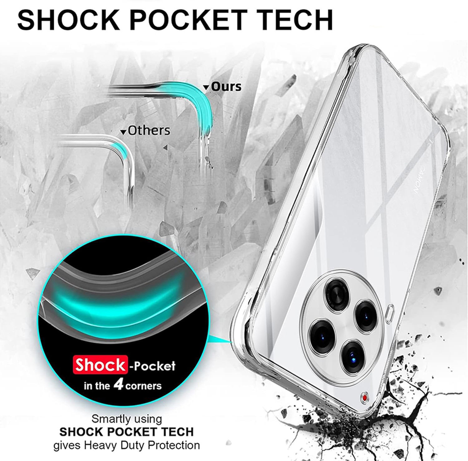 Image of Casotec Back Cover for Tecno Camon 30 5G (Transparent, Silicon, Pack of: 1)