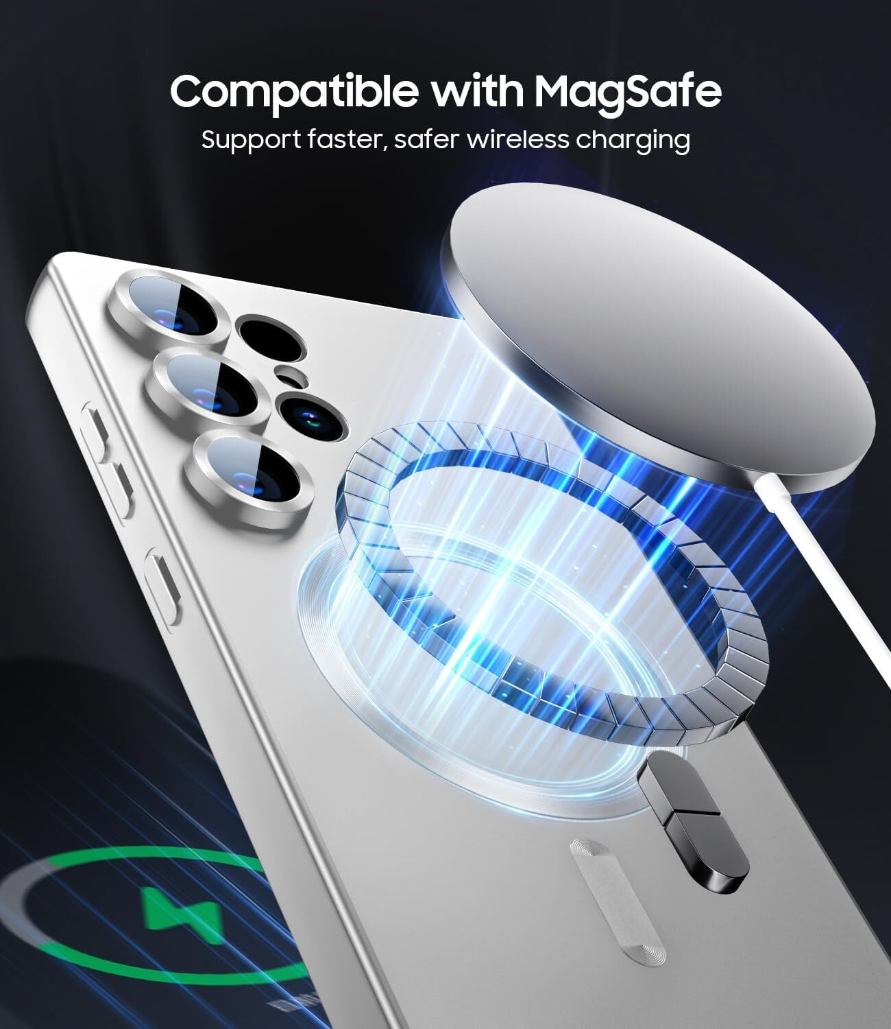 Image of VONZEE Back Cover for Samsung Galaxy S25 Ultra Compatible with Magsafe, Matte Luxury Metallic Flexible Case