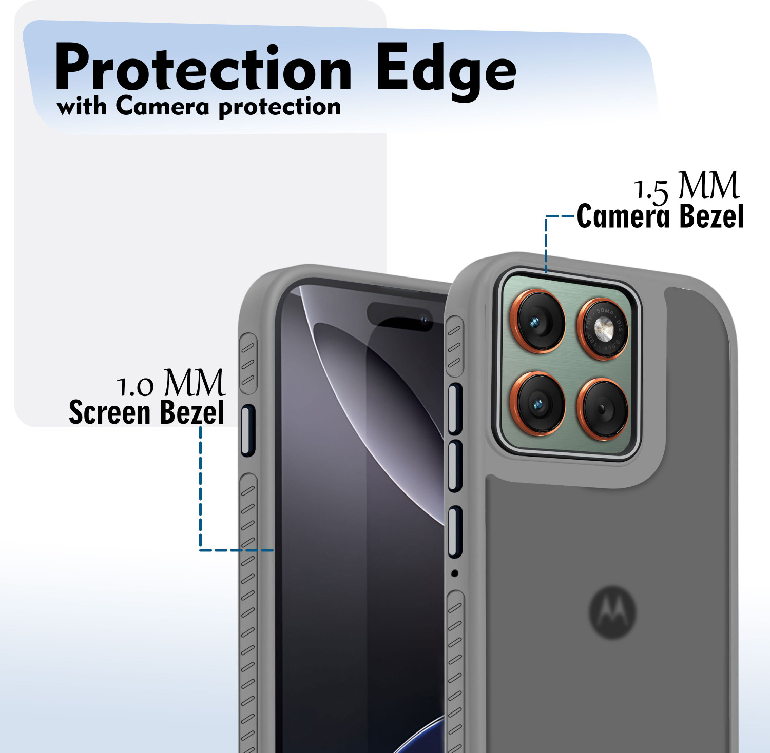 Image of V-TAN Back Cover for Motorola Edge 60 Pro (Grey, Matte Finish, Thermoplastic Polyurethane, Pack of: 1)