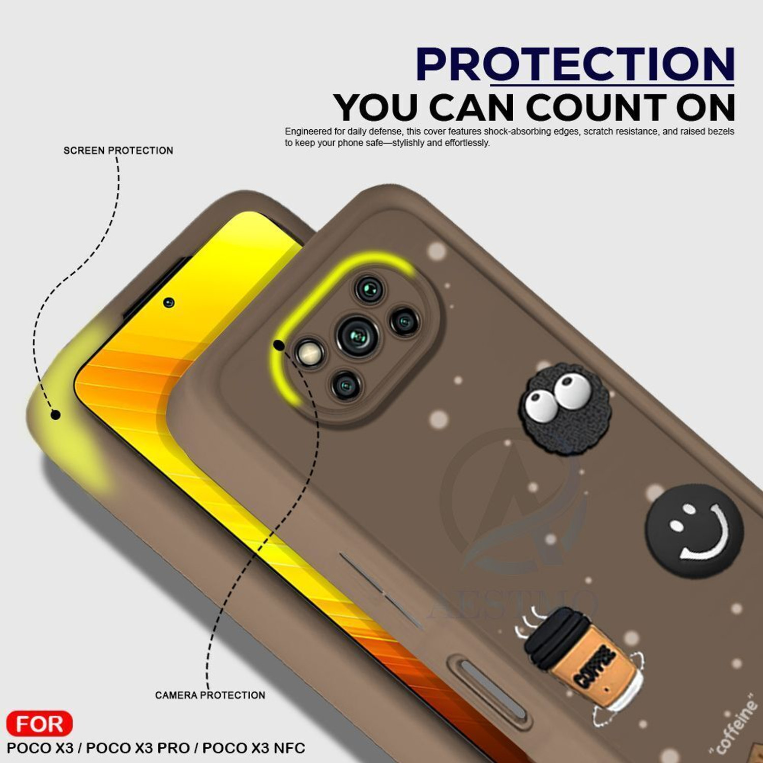 Image of AESTMO Back Cover for Poco X3, Poco X3Pro, Poco X3 NFC