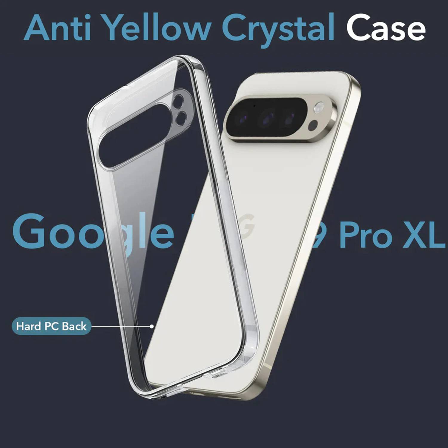 KLAH Back Cover for Google Pixel 9 Pro XL, Anti-Yellowing Crystal Clear Hard Case