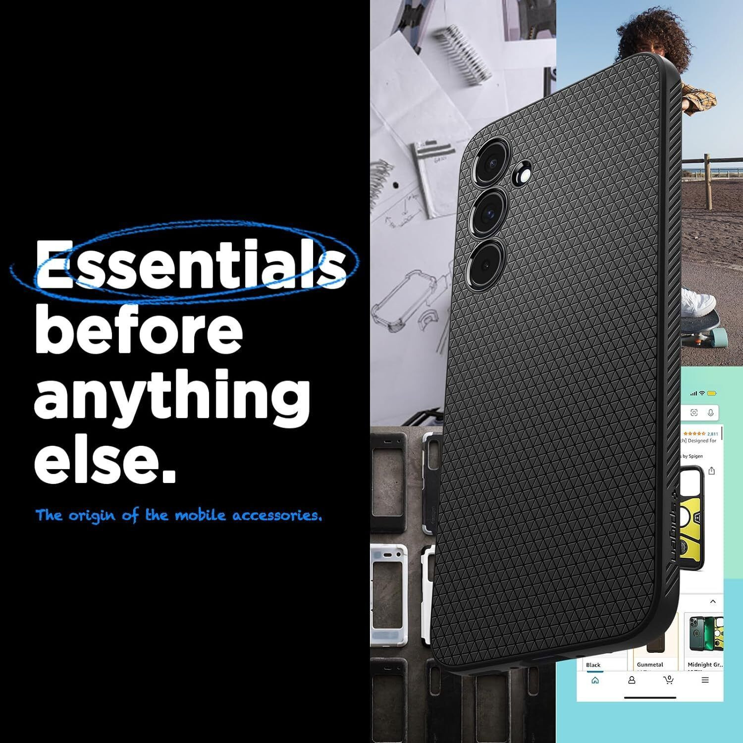 Image of Spigen Liquid Air Back Cover for Samsung Galaxy A55 5G (Black, Flexible, Thermoplastic Polyurethane, Pack of: 1)
