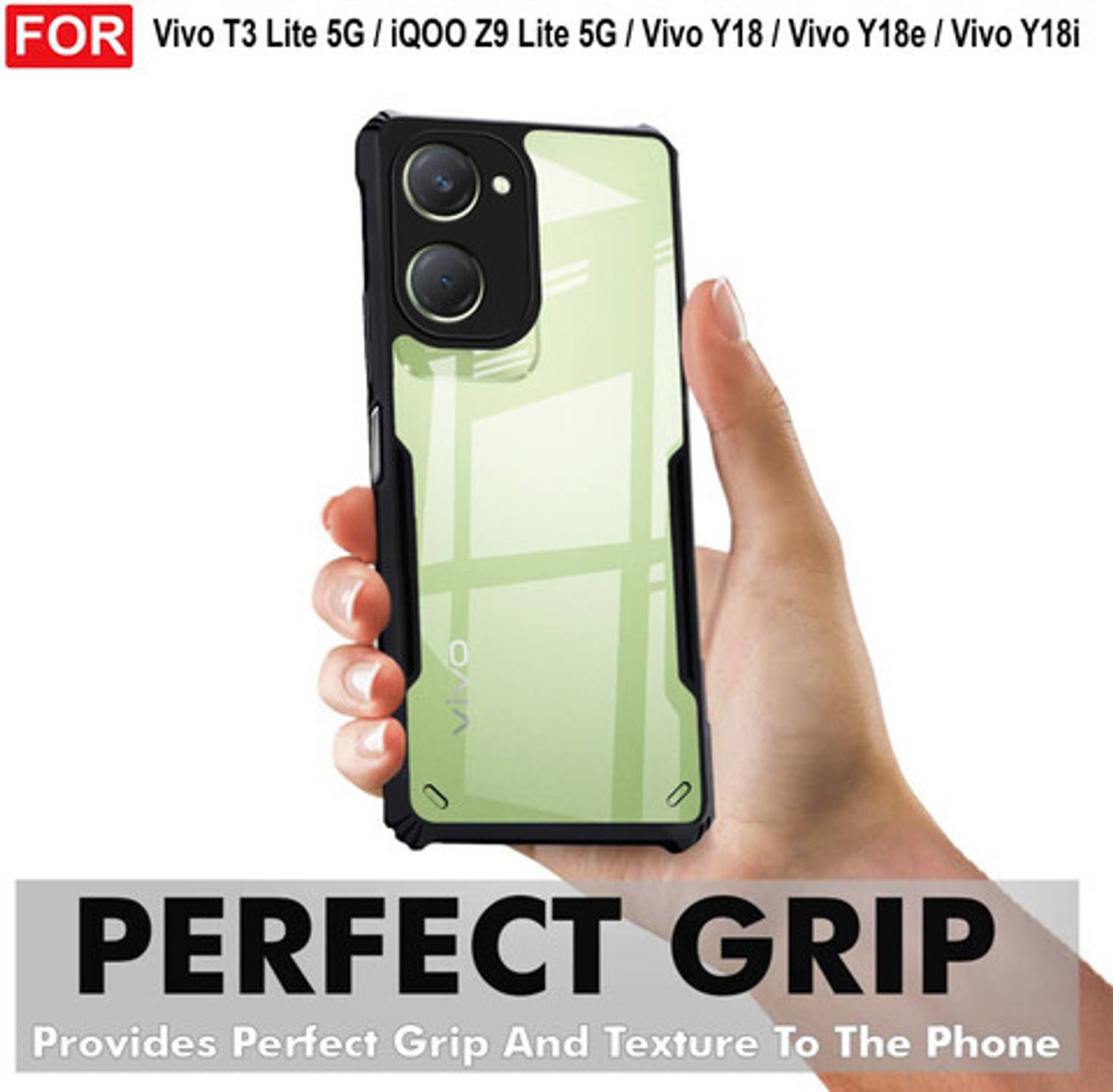 NJASHAO Back Cover for vivo T3 Lite 5G Black - Image 2