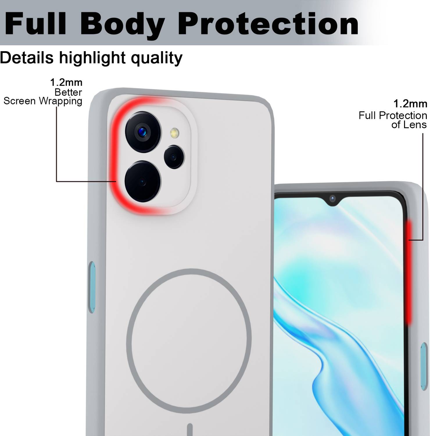 KartV Back Cover for Realme 9i 5G, Gray - Image 2