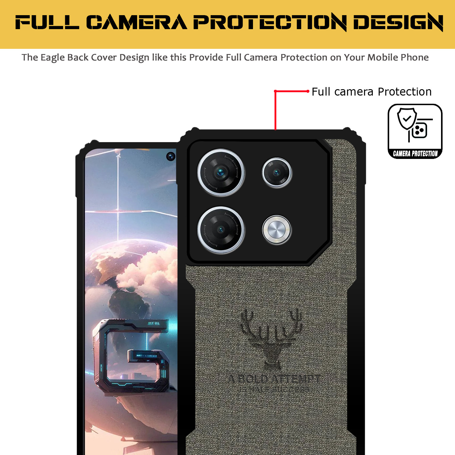 Image of PikTrue Back Cover for Infinix Gt 10 Pro |Vegan PU Leather |Deer Case| Camera Lens Protection