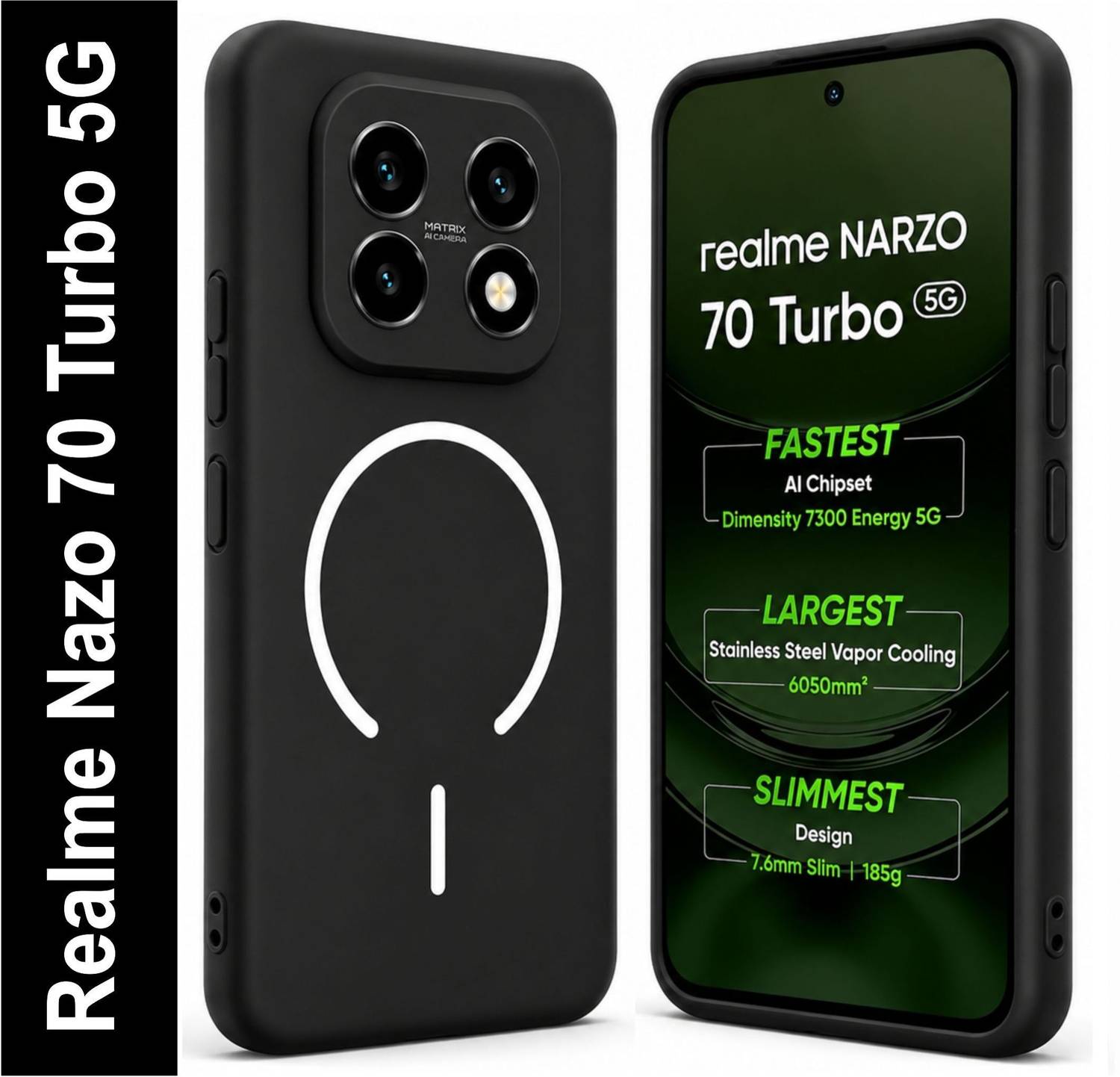 SBMS Back Cover for Realme Narzo 70 Turbo 5G Black - Image 1