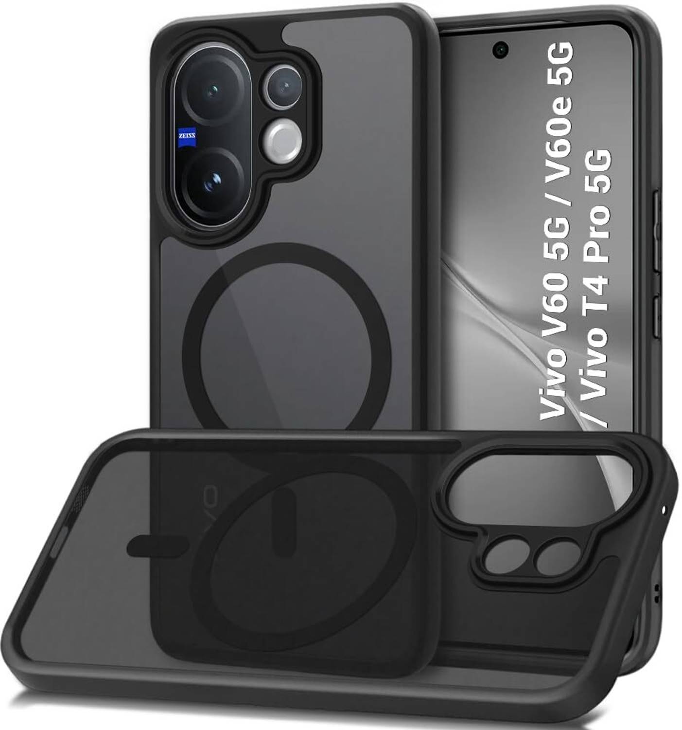 Micvir Back Cover for Vivo T4 Pro 5G (Black)