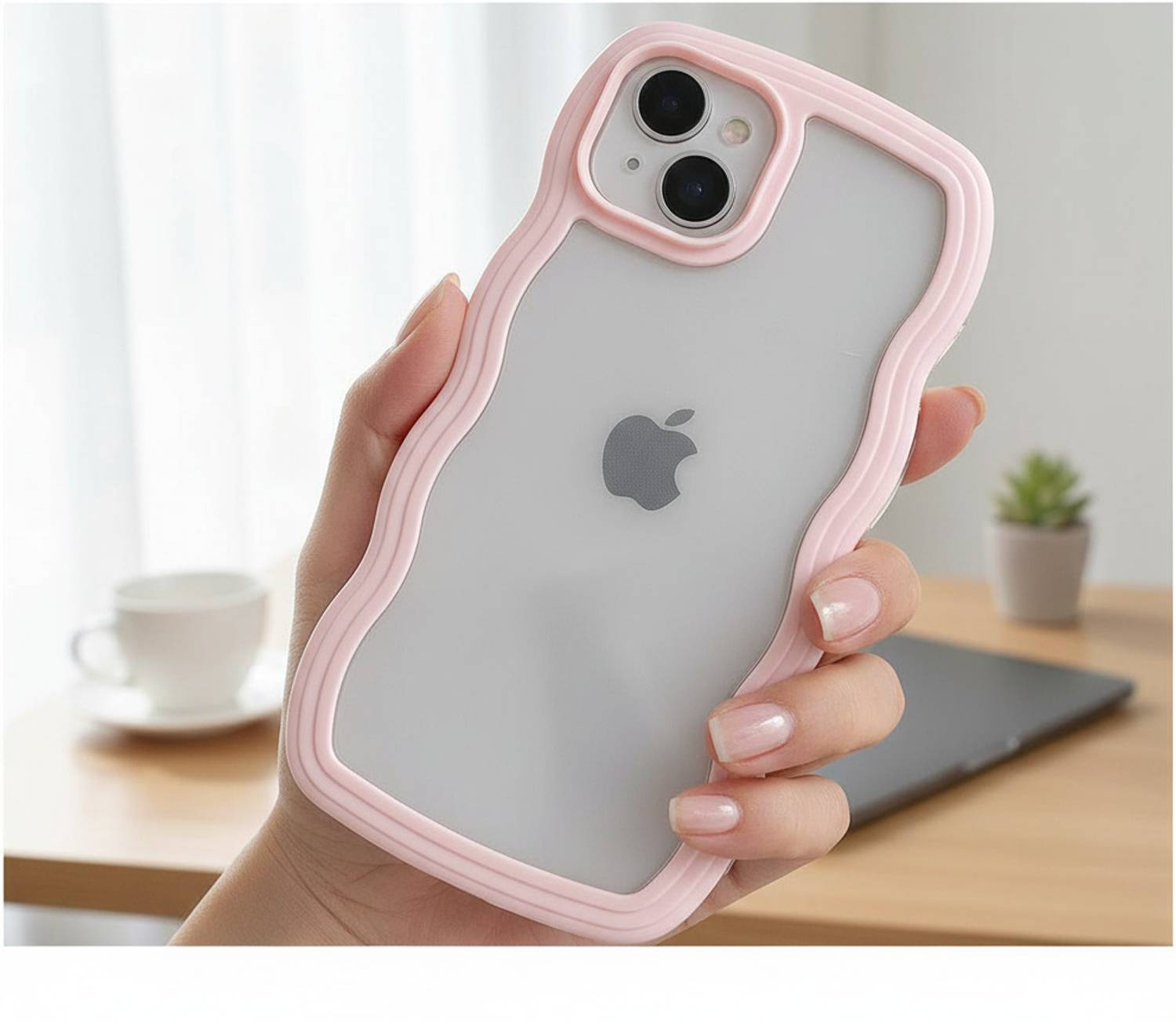 AGRONA Back Cover for apple iphone 13 - Cute Wavy Edge,with Raised Camera Protection & Stylish Aesthetic Design