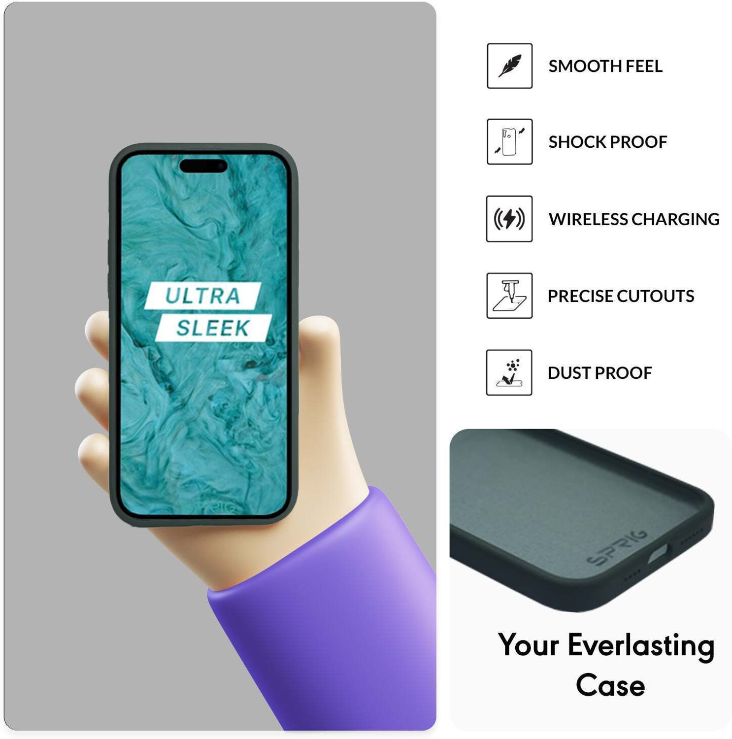 Image of Sprig Liquid Silicone Back Cover for Apple iPhone 15 Pro, iPhone 15 Pro, 15 Pro