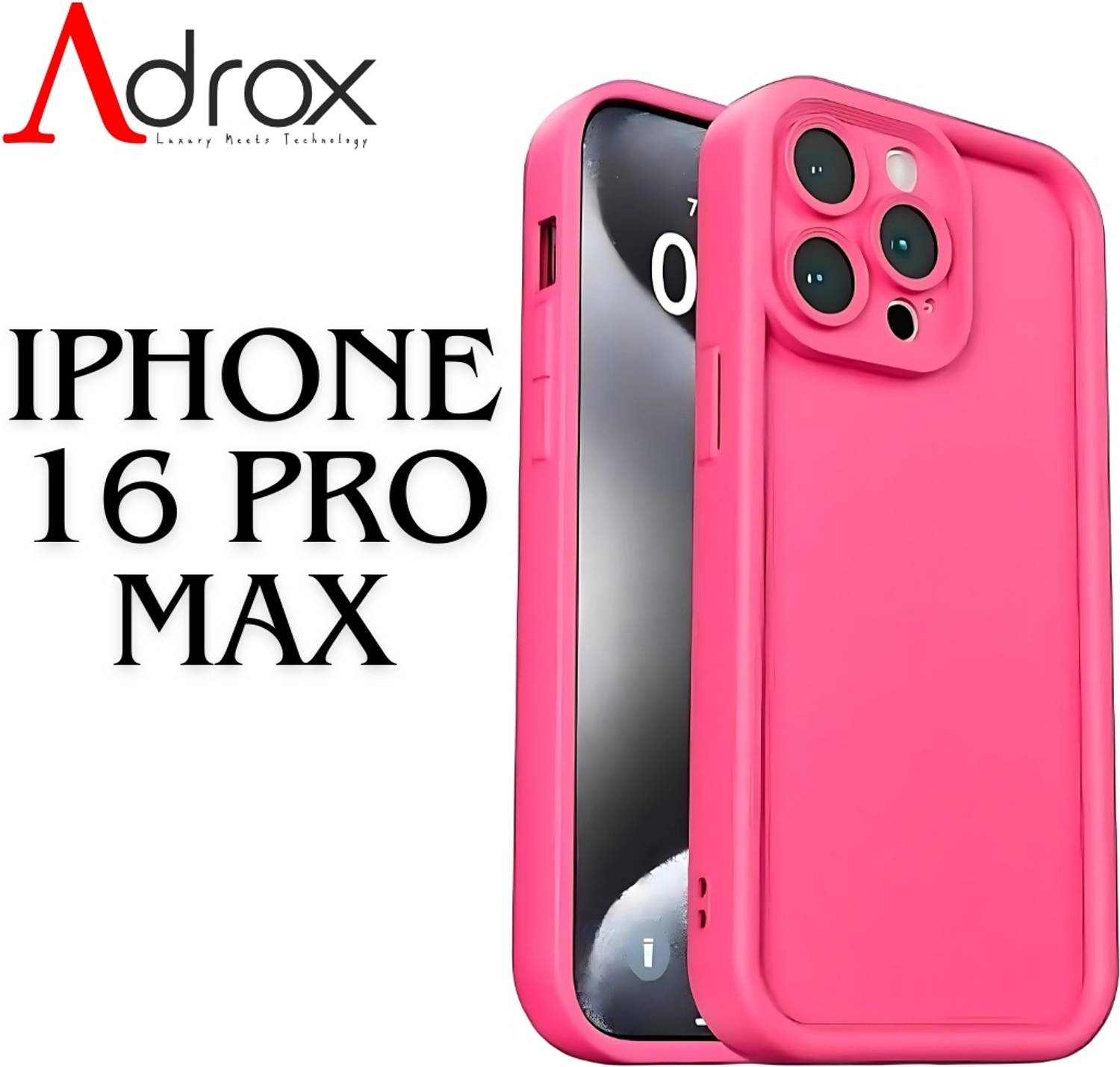 adrox Back Cover for iPhone 16 Pro Max Soft Silicone Cover Camera Protection, Scratch Proof, Shock Protection