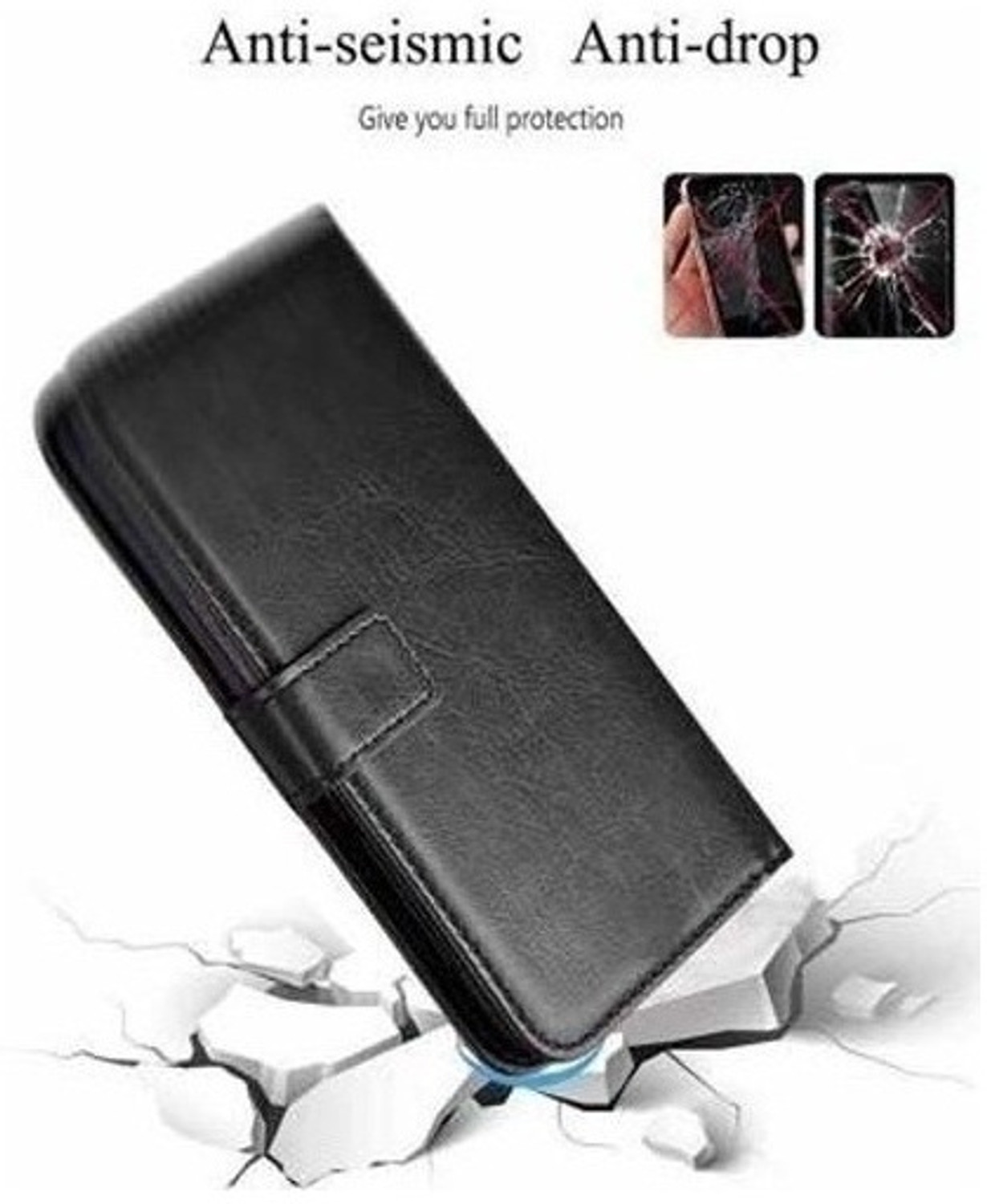 Image of CaseDeal Back Cover for Infinix Smart 7, X6517 Premium Leather Finish, with Card Pockets, Wallet Stand