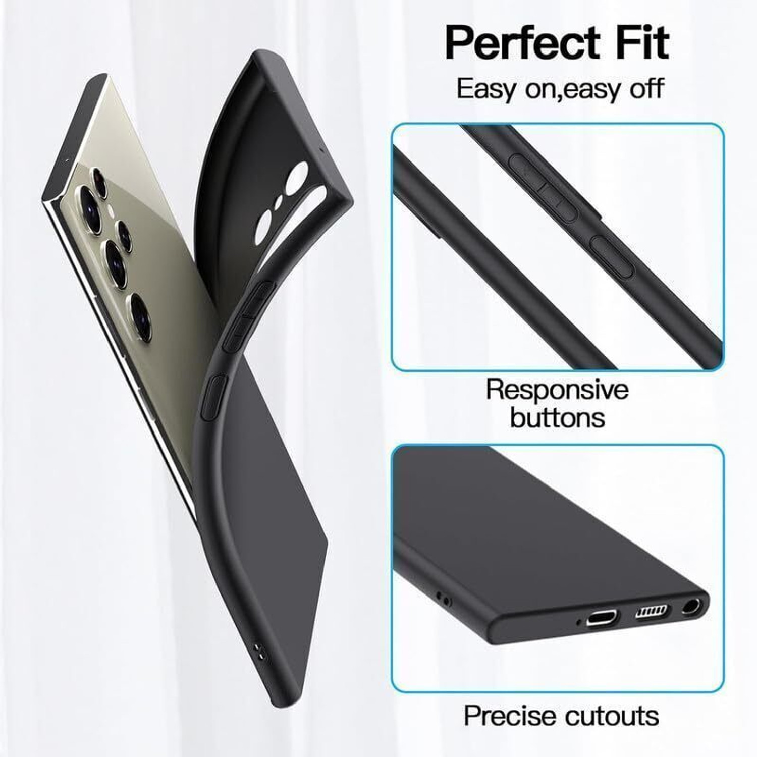 Image of GDBUY Back Cover for SAMSUNG Galaxy S25 Ultra 5G (Black, Grip Case, Rubber, Pack of: 1)